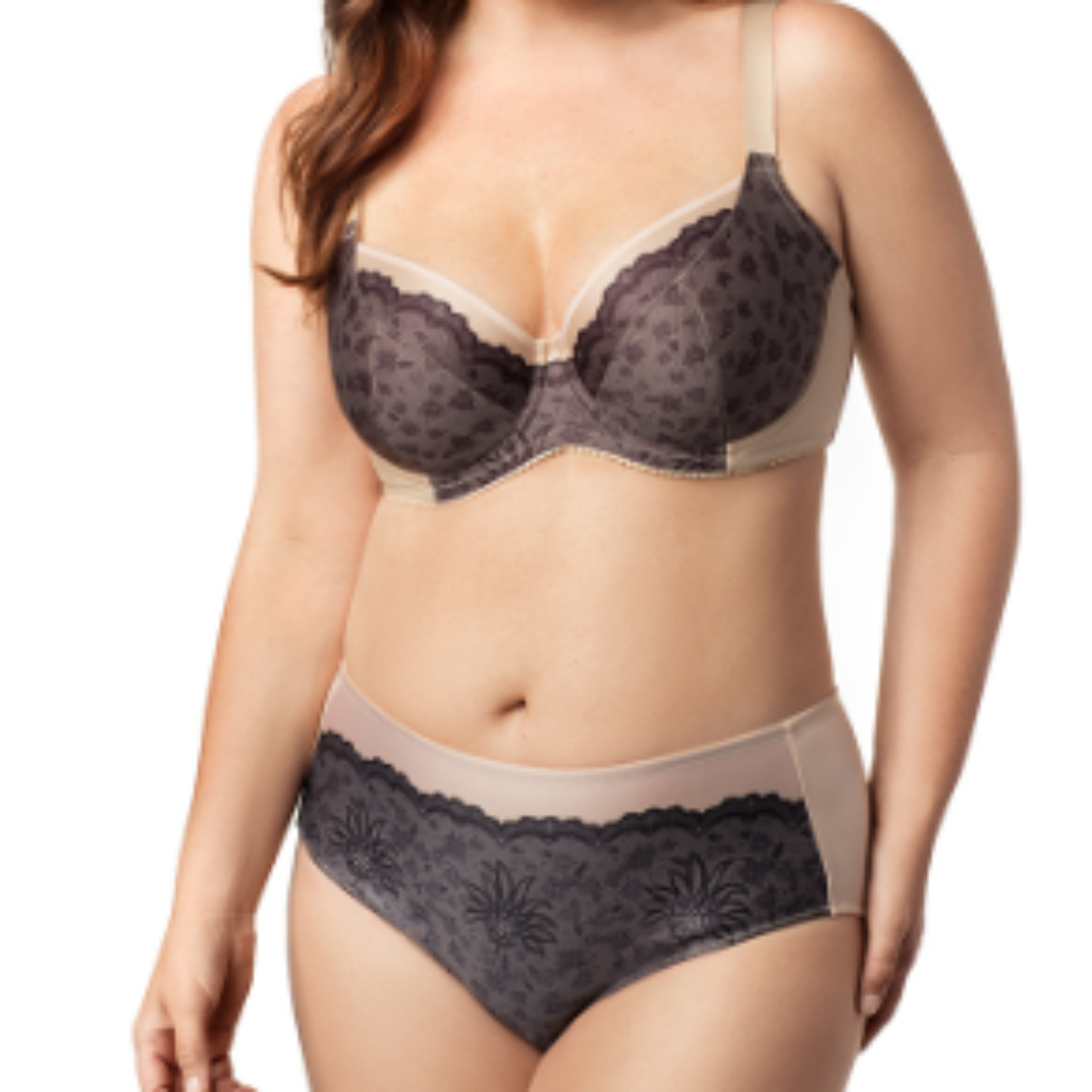 Balcony Underwire Bra 2517 - Black Lace/ Nude