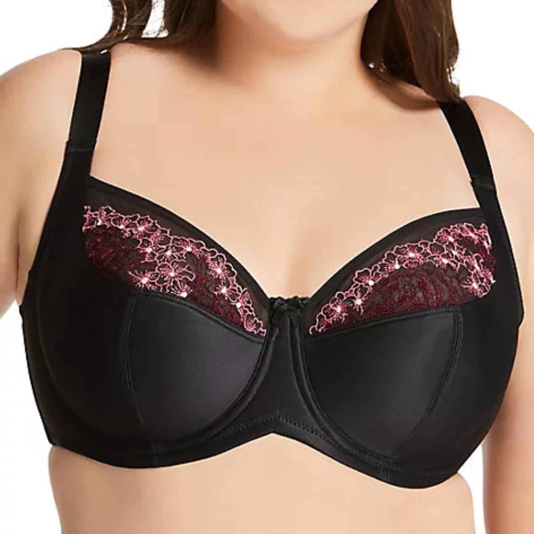 Swiss Embroidery Balcony Underwire Bra 2918 - Black