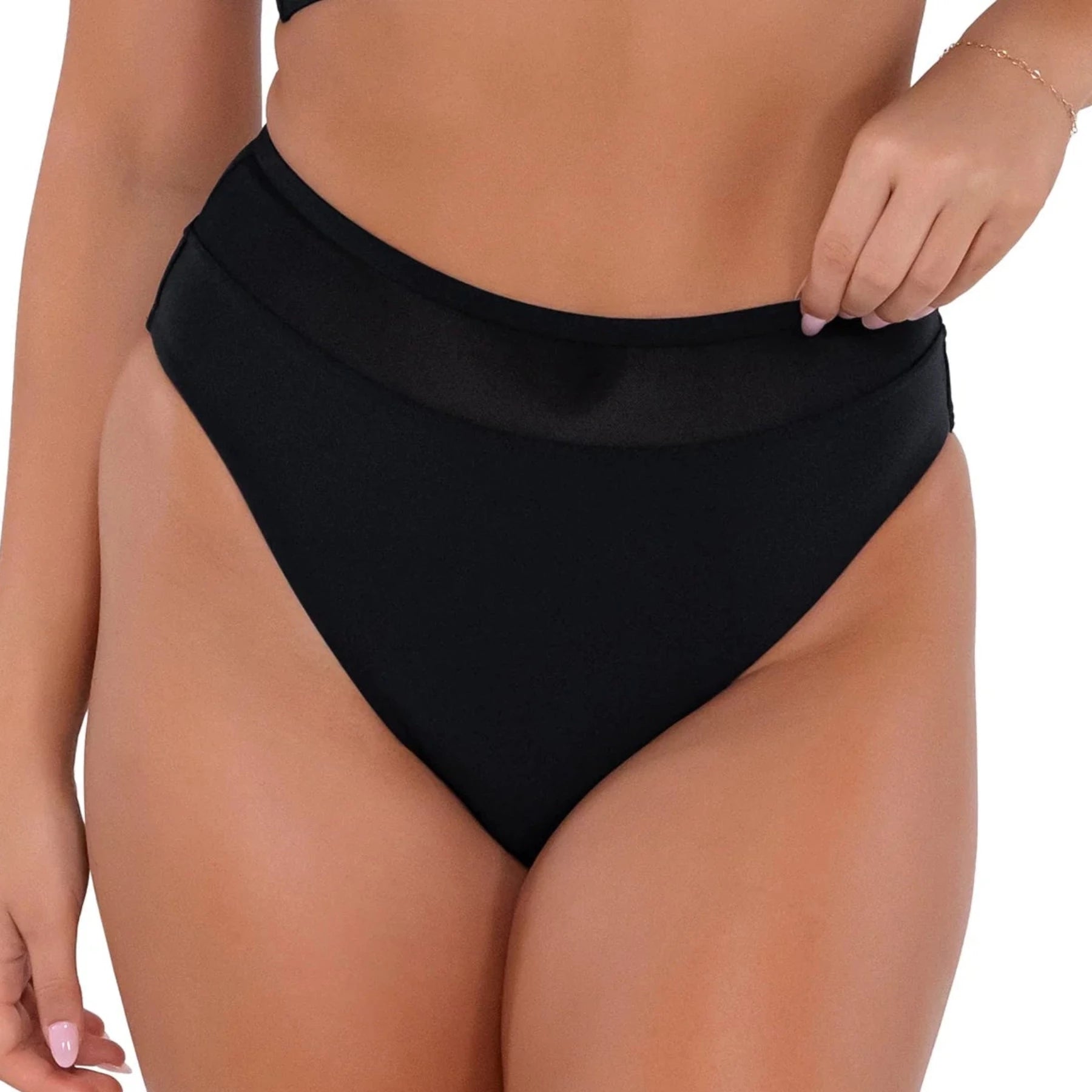 Annie High Waist Bikini Bottom 324 - Black