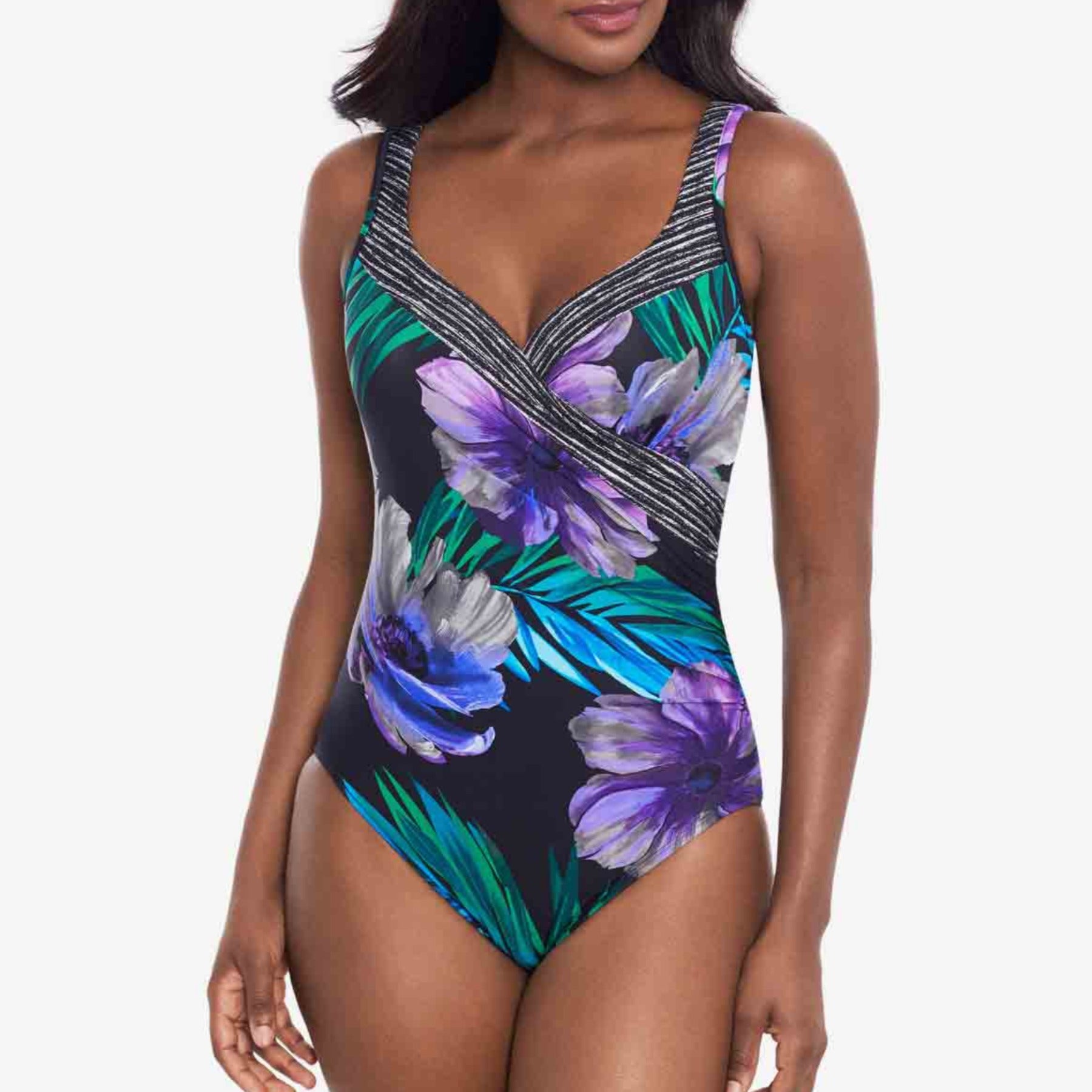 Flora Aura It's A Wrap One Piece Swimsuit 6552380 - Black/Multi