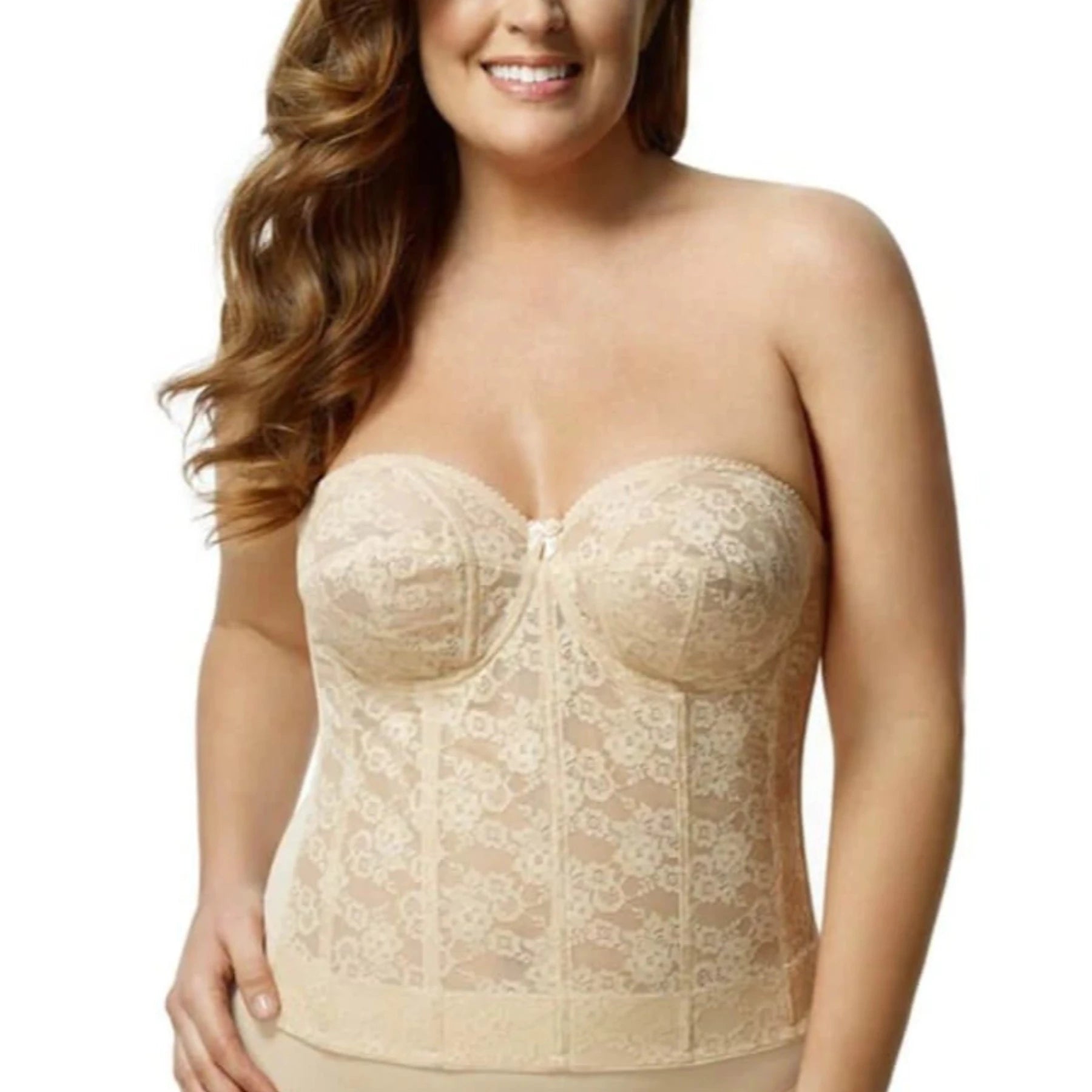 Lace Strapless Longline Bra 6621 - Nude