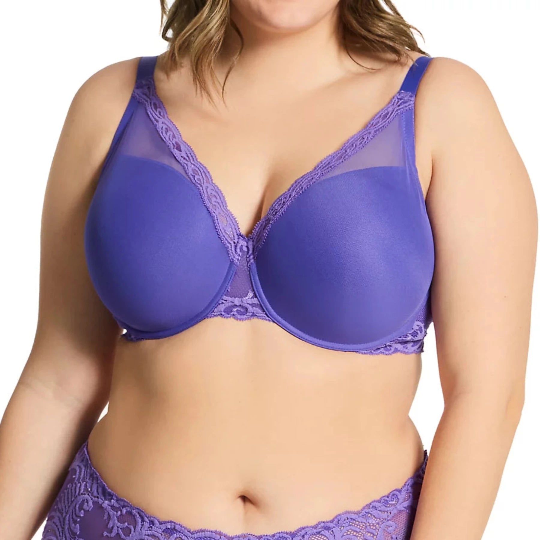 Feathers Full Figure Contour Underwire Bra 741299 - Blue Lavender