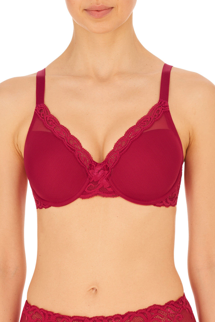 Feathers Full Figure Contour Underwire Bra 741299 - Pomegranate