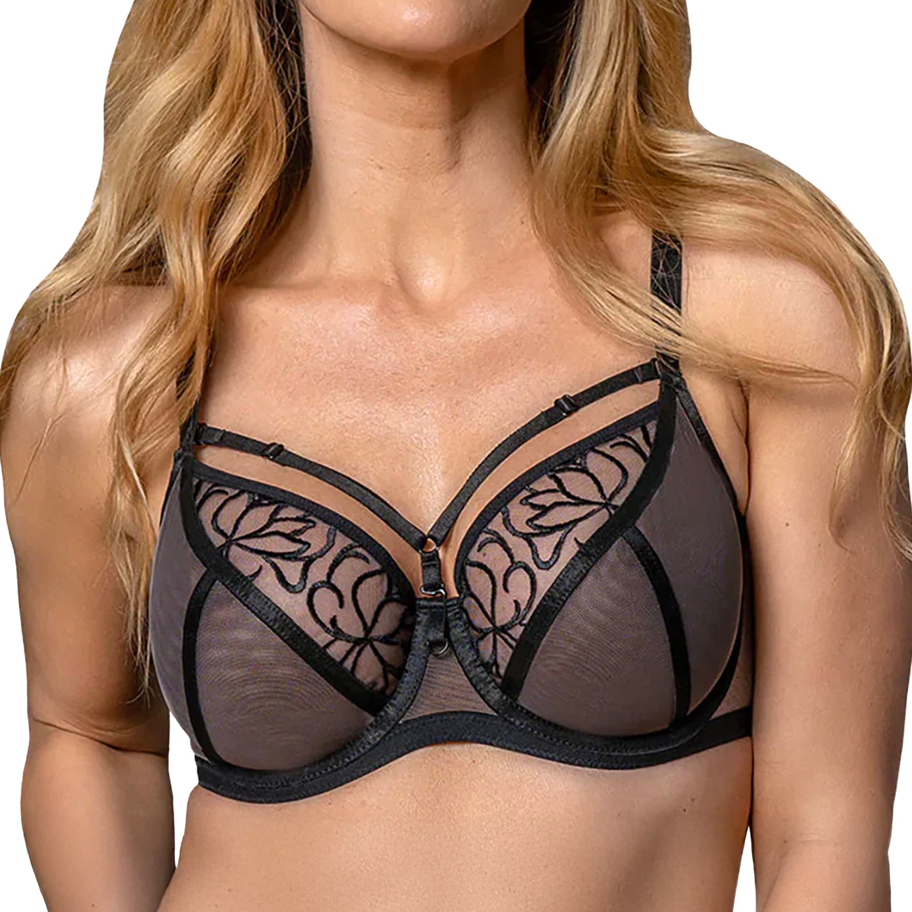 Fit Fully Yours Alexa See-Thru Bra B2151 Black Front