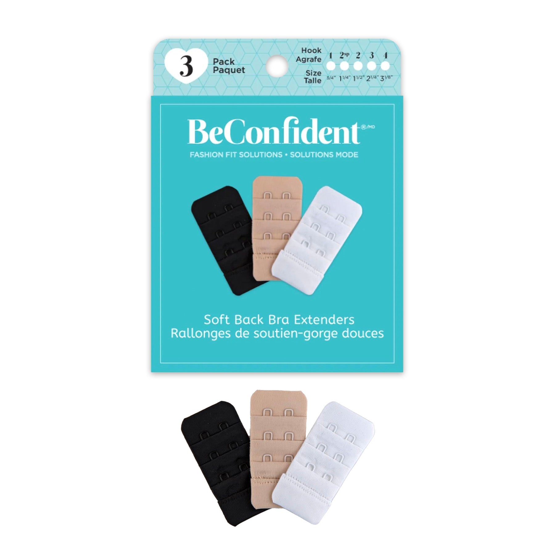 BeConfident Soft Back Bra Extenders 3 Hook Front