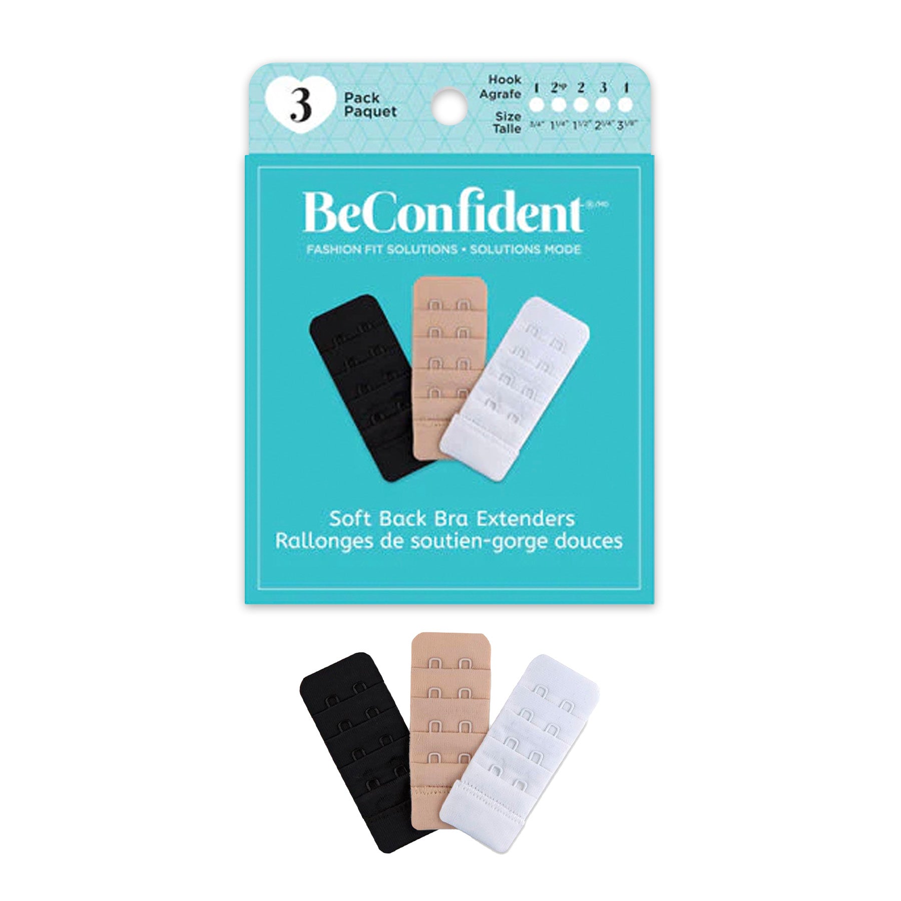 BeConfident Soft Back Bra Extenders 4 Hook Front