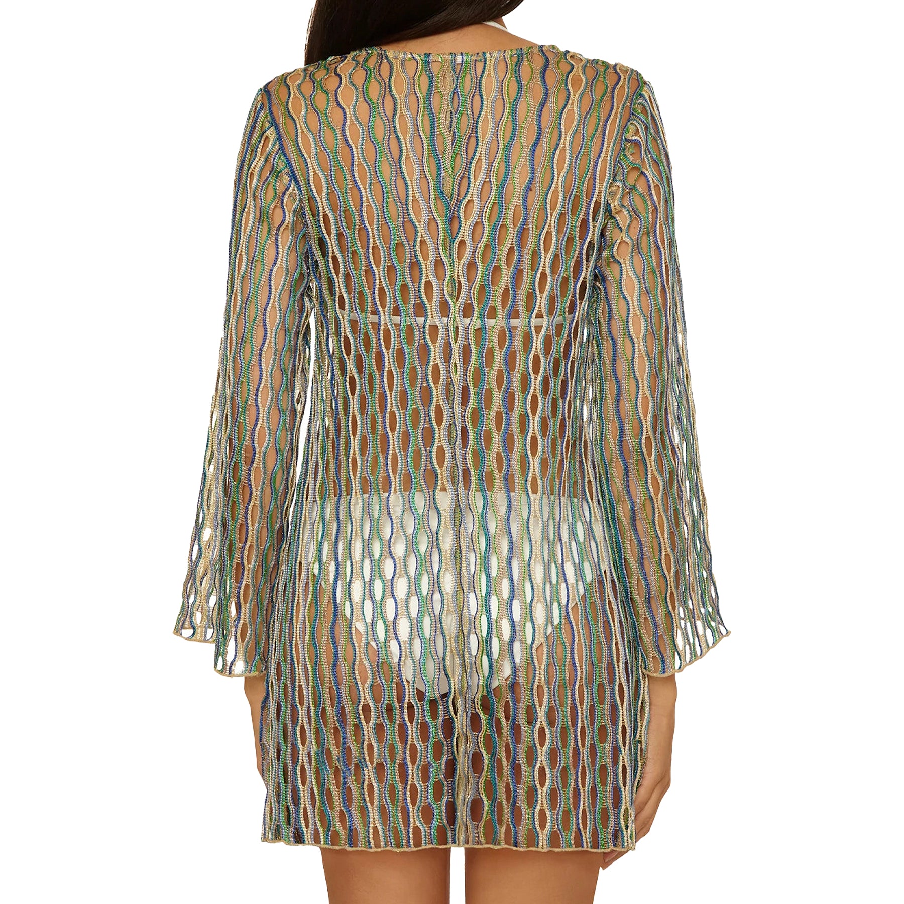 Becca Desert Dancer Open Weave Tunic Cover Up 7336067 Sky Blue Multi Back