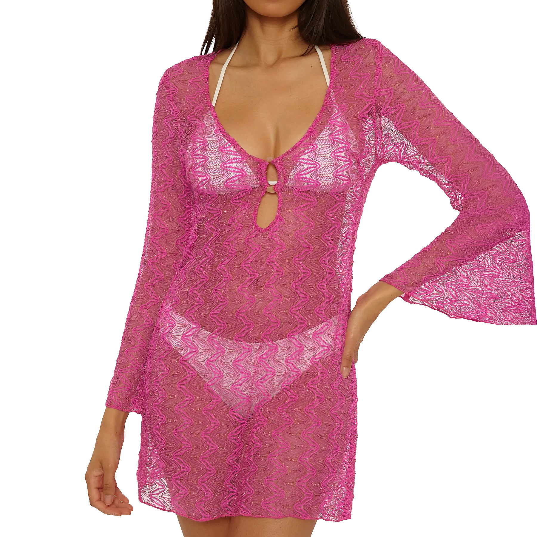 Becca Golden Riviera Long Sleeve Tunic Cover Up 5760671 Roseberry Front