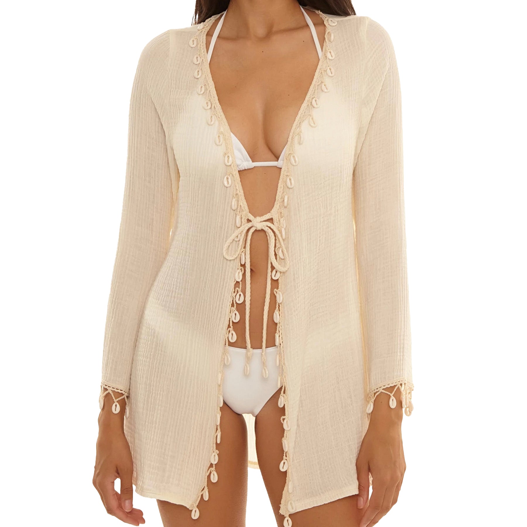 Becca In the Net Shell Trim Tunic Cover Up 5139671 Natural Front