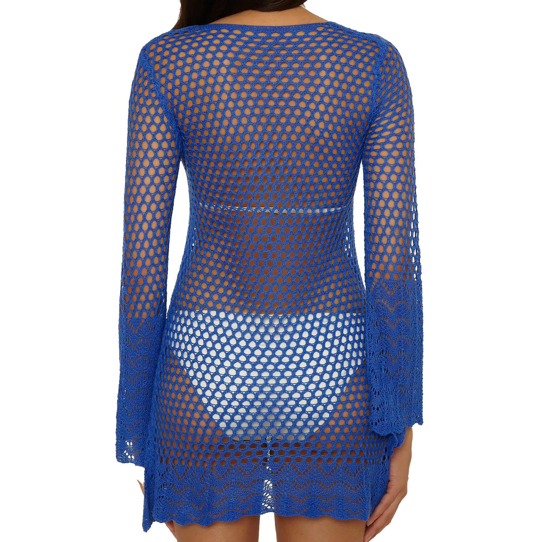 Becca Treasure Island Crochet Long Sleeve Tunic Cover Up 4160671 Lapis Back