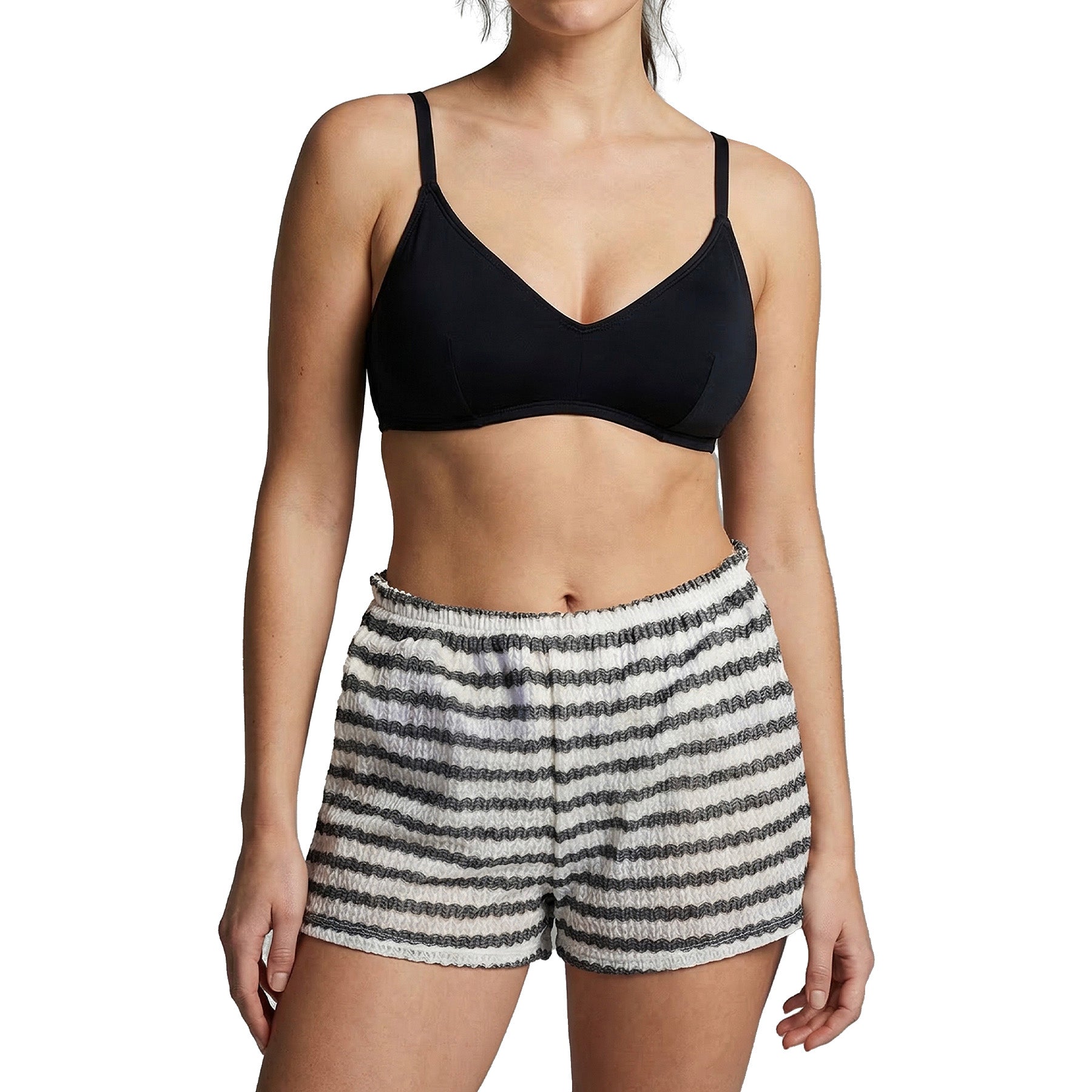 Cover Me Cape Britton Shorts Coverup 26052854 Black Sand White Stripe Set