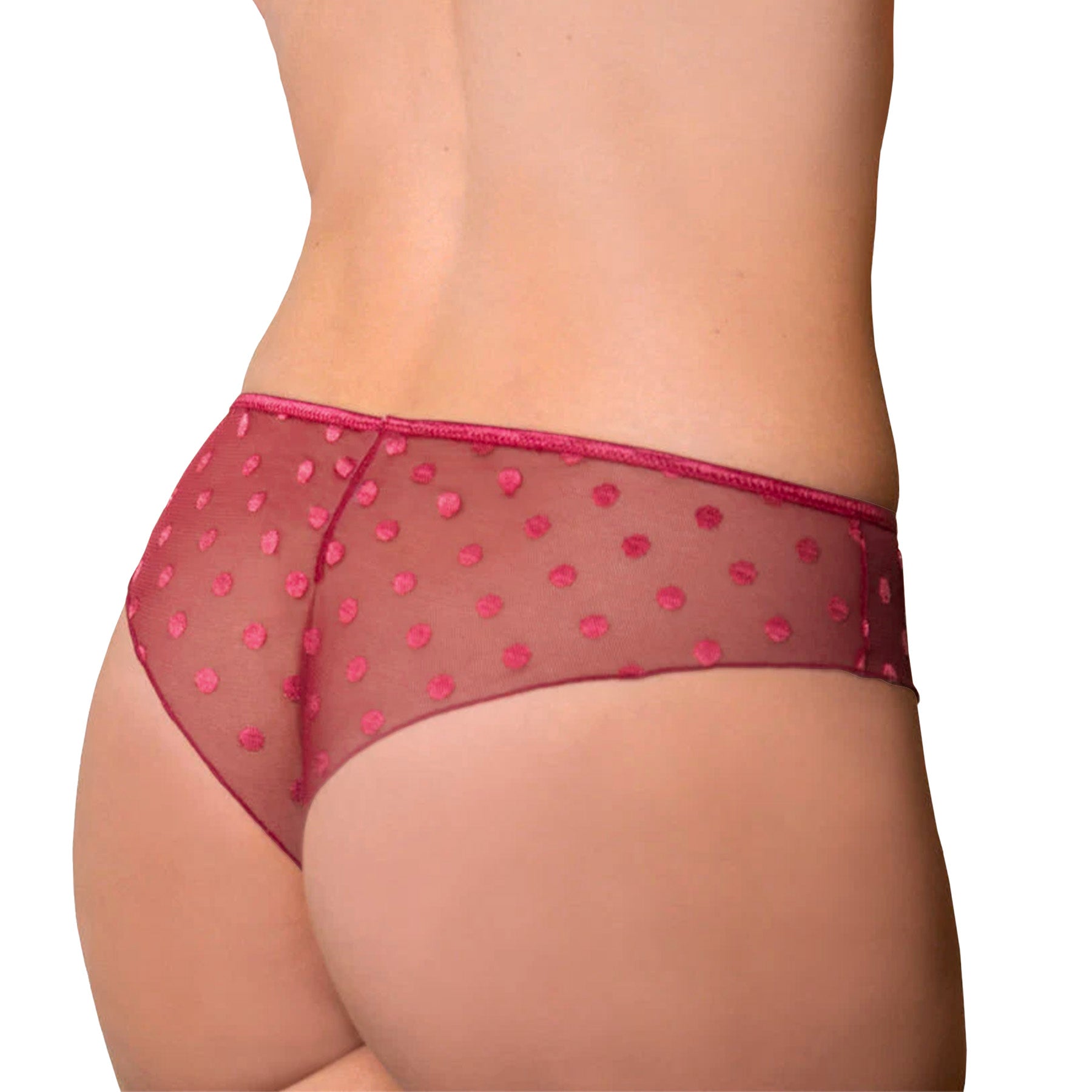 Fit Fully Yours Carmen Polka Dot Tanga U2495 Deep Red Rear View