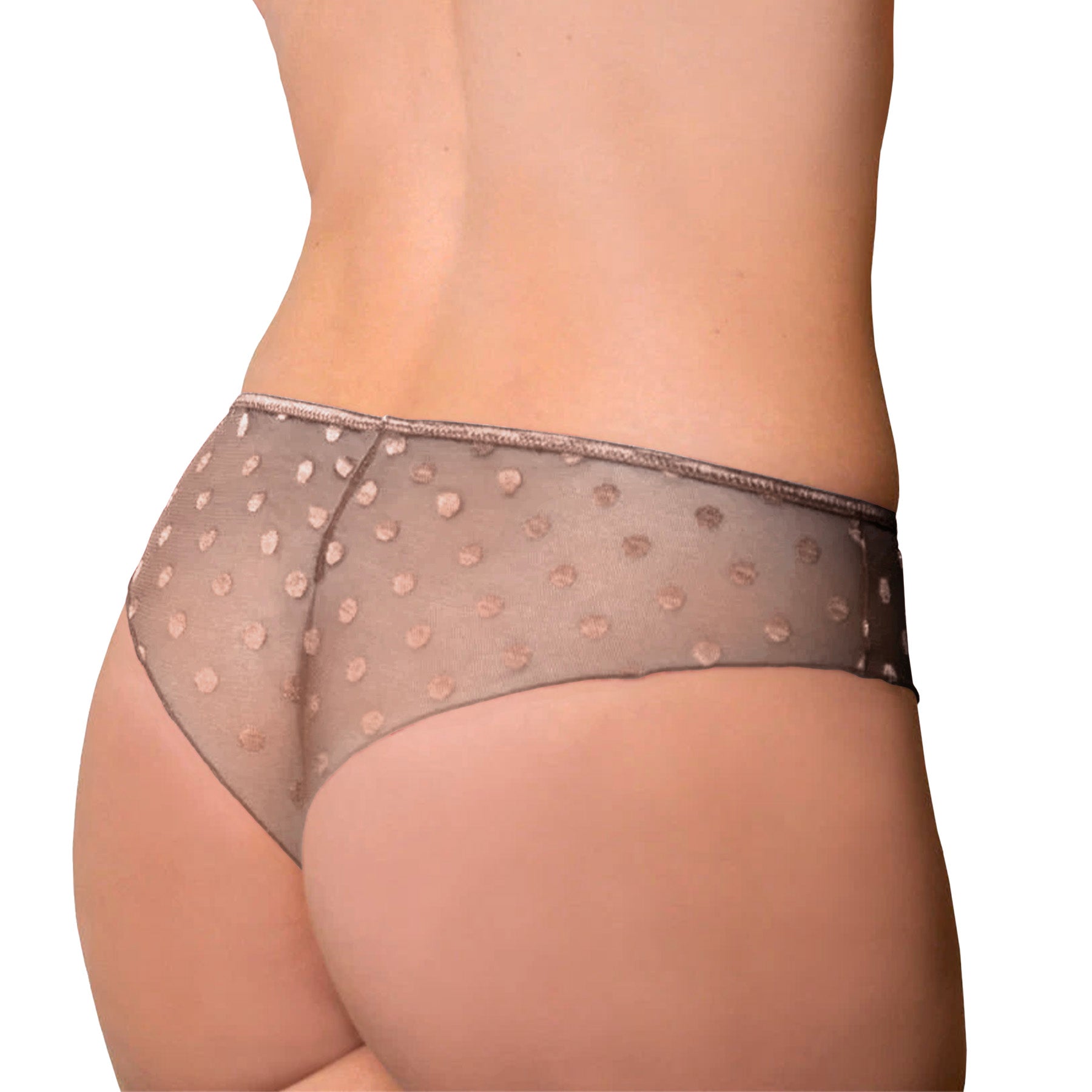 Fit Fully Yours Carmen Polka Dot Tanga U2495 Taupe Rear View