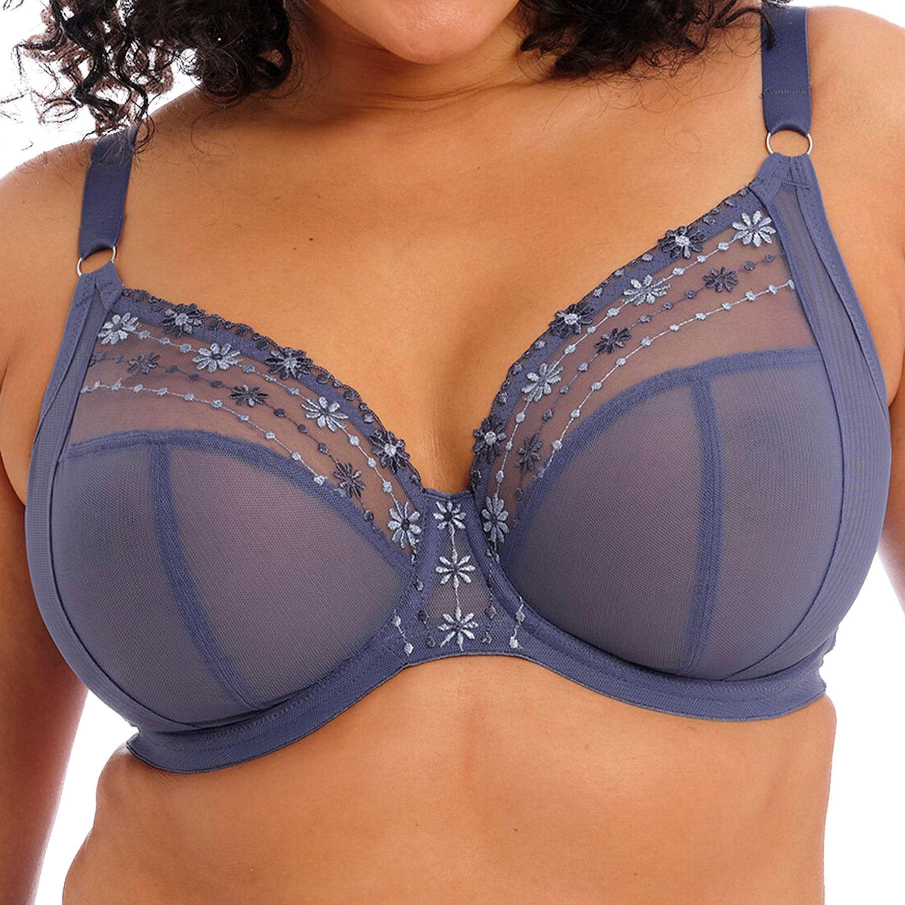 Elomi Matilda UW Plunge Bra EL8900 Denim Daisy Front