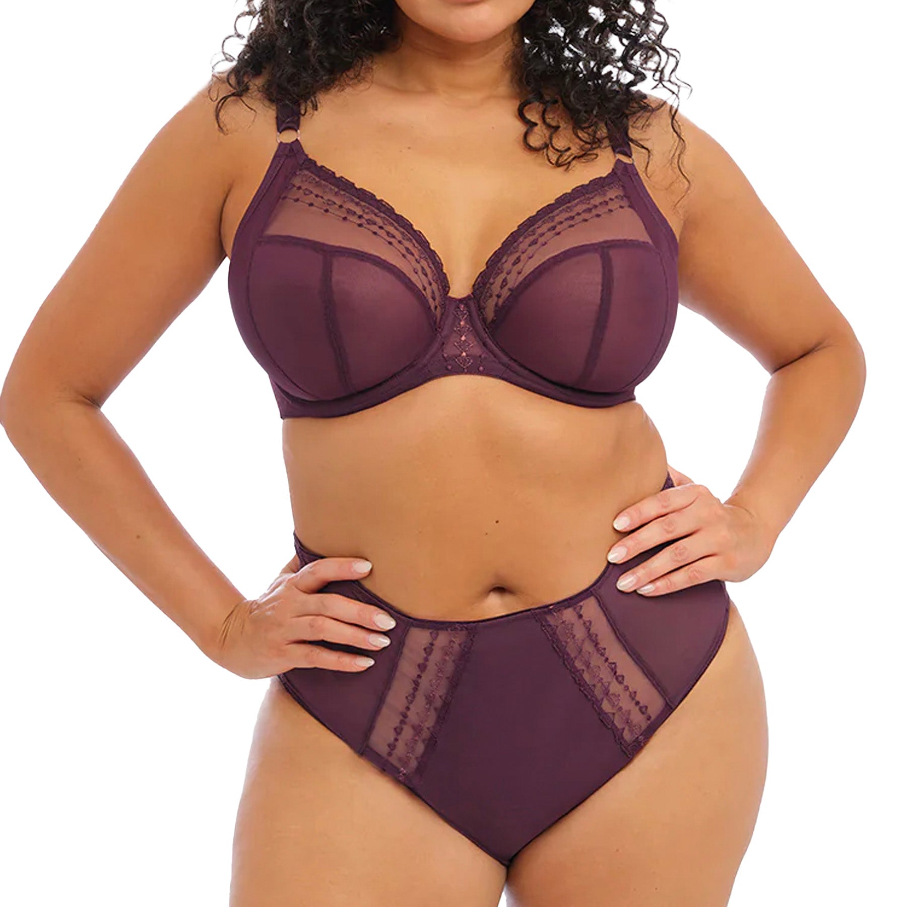 Elomi Matilda UW Plunge Bra EL8900 Wine Diamond Set