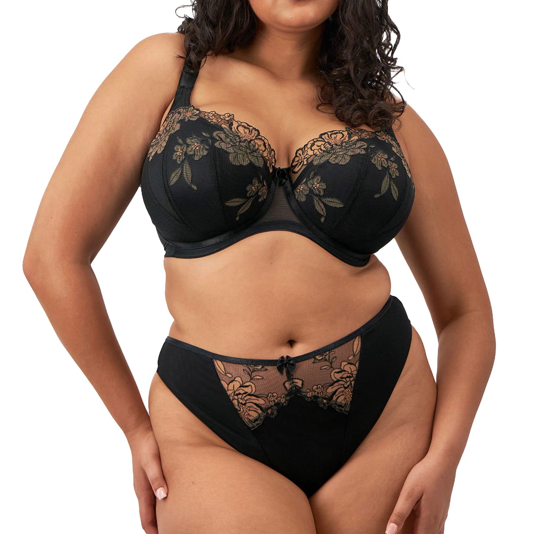 Elomi Teagan Padded Half Cup Bra EL302615 Black/Almond Set