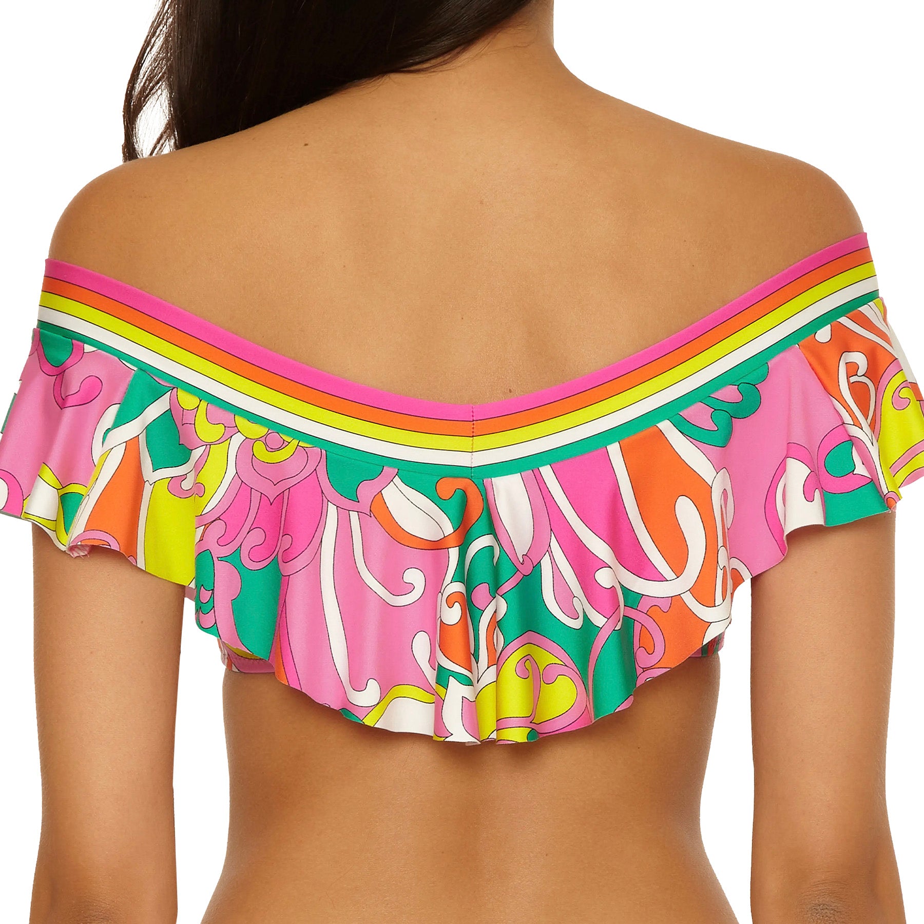 Trina Turk Elara Banded Off the Shoulder Ruffle Bandeau Bikini Top 3253265 Multi Back