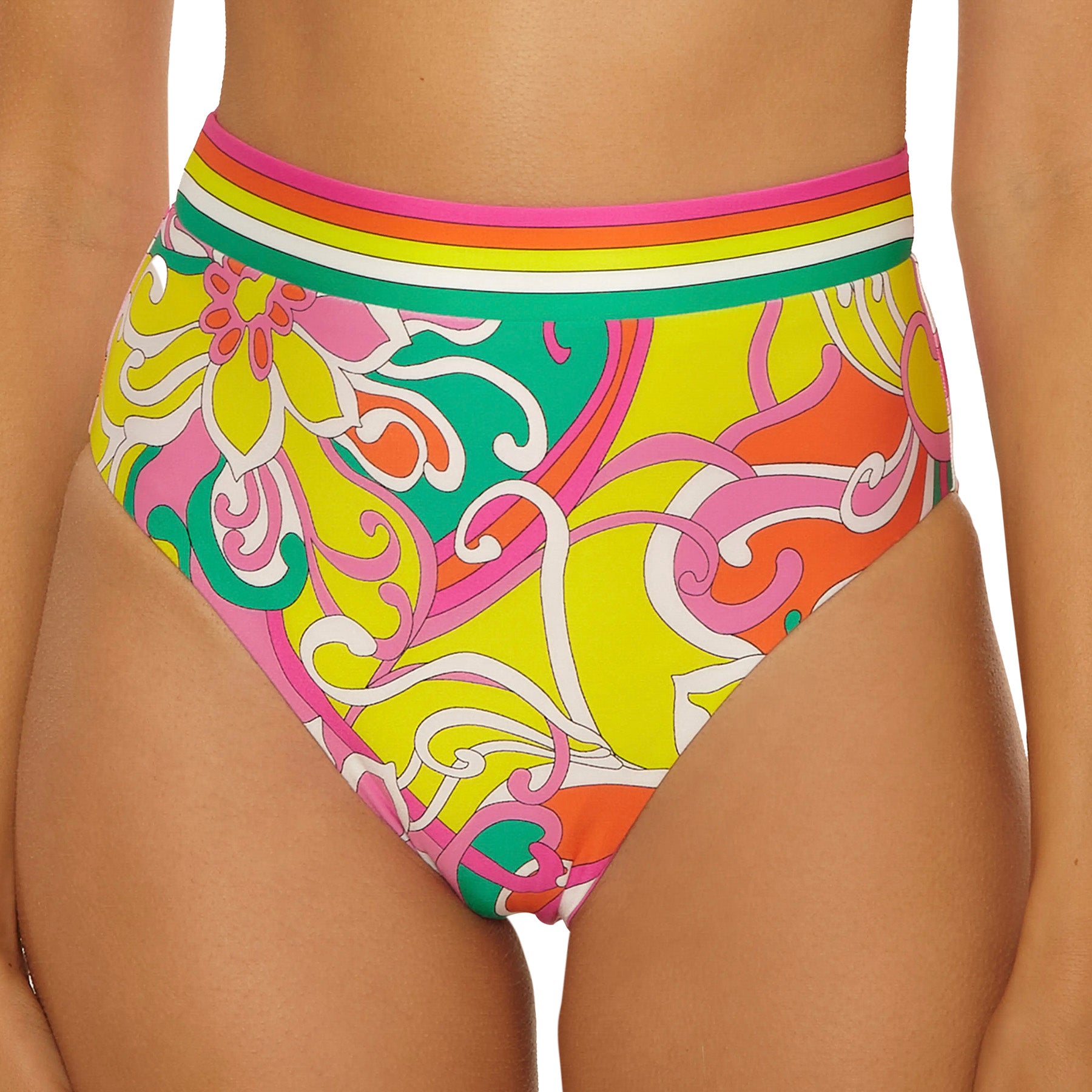 Trina Turk Elara Reversible Banded Hi-Waist Bikini Bottom 3254665 Multi Front