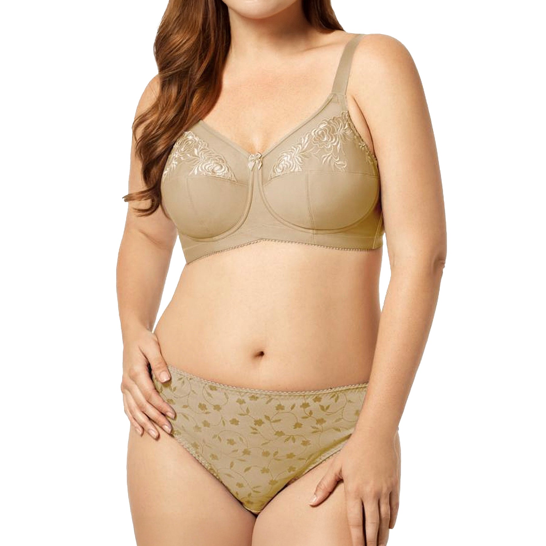 Elila Embroidered Microfiber Soft Cup Bra 1301 Nude Set