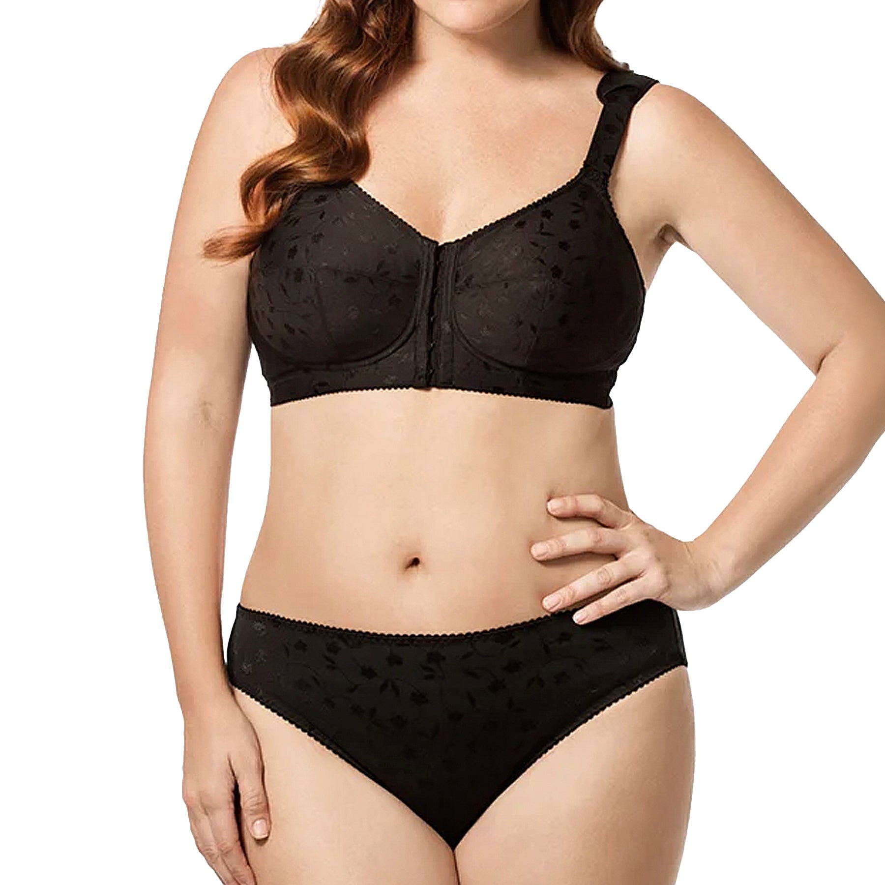 Elila Jacquard Front Hook Softcup 1515 Black Set