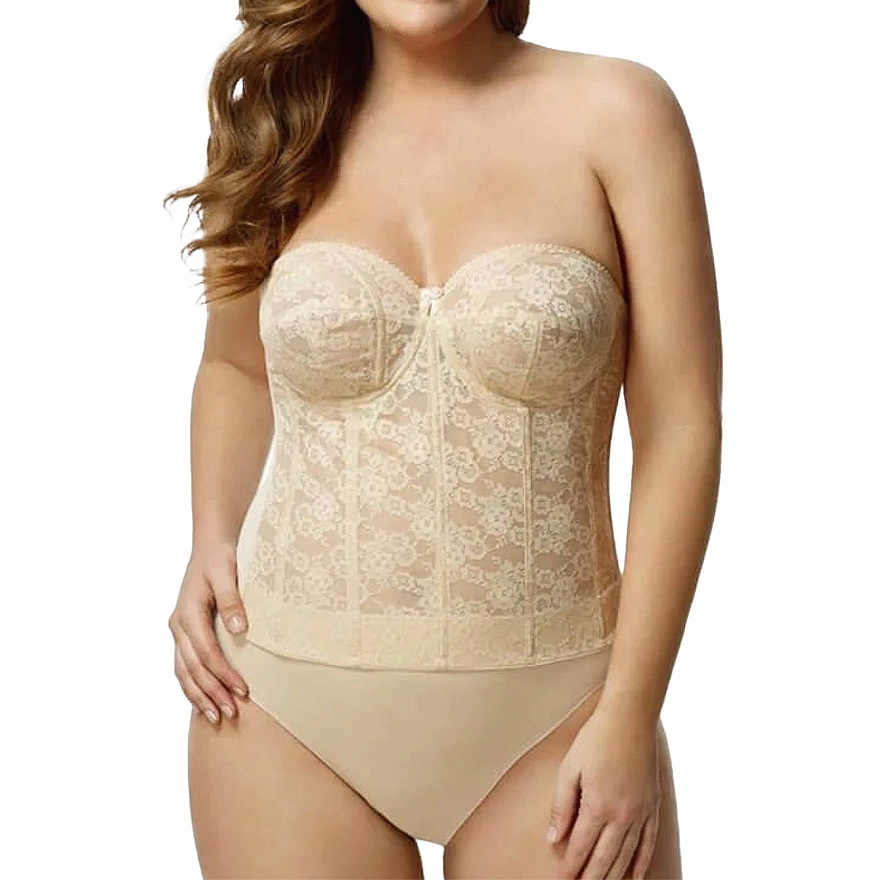 Elila Lace Strapless Longline Bra 6621 Nude Set