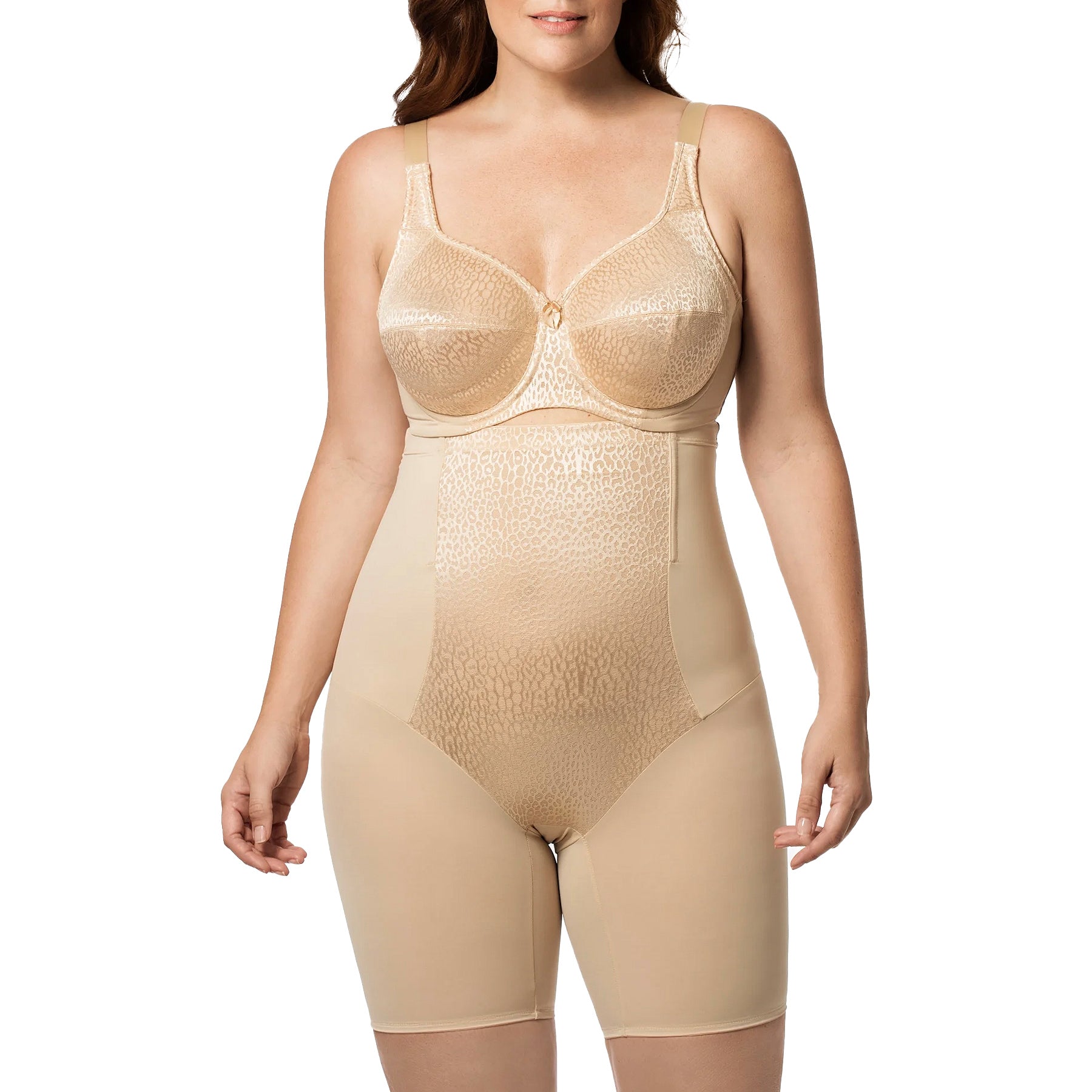 Elila Leopard High Waist Long Leg Shaper 8205 - Sand