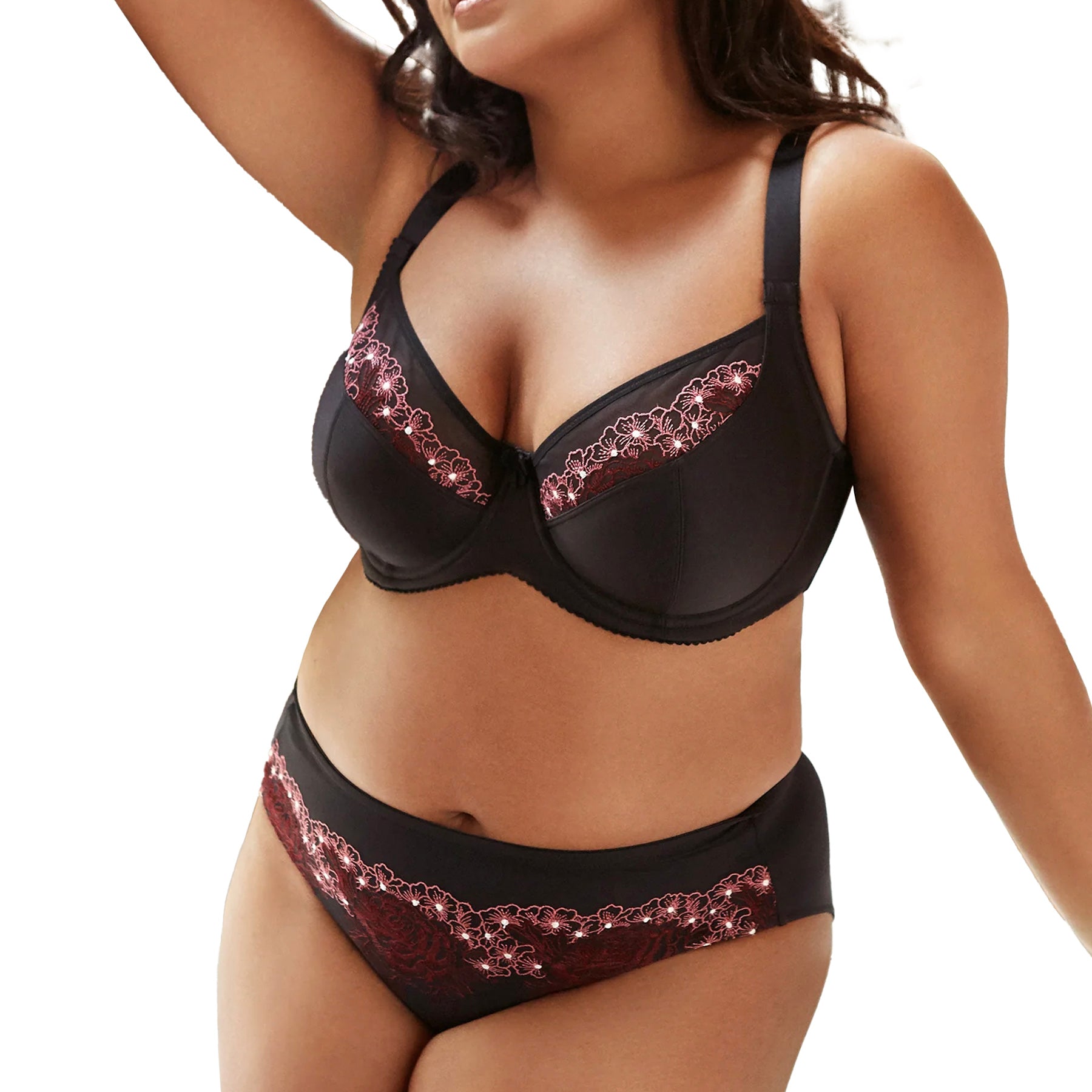 Elila Swiss Embroidery Balcony Underwire Bra 2918 Black Set