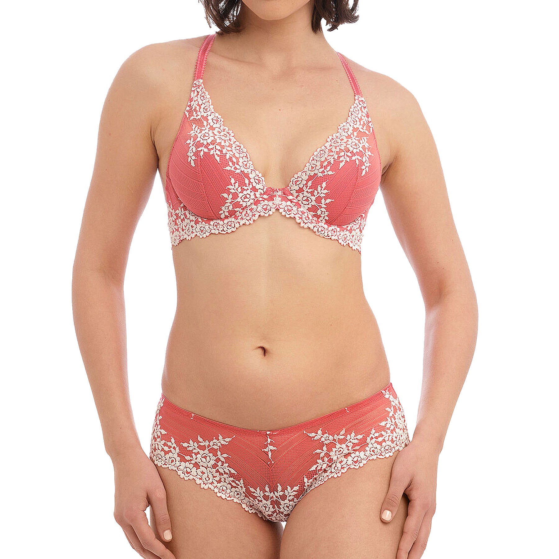 Wacoal Embrace Lace Plunge Contour Bra 853291 Faded Rose Set