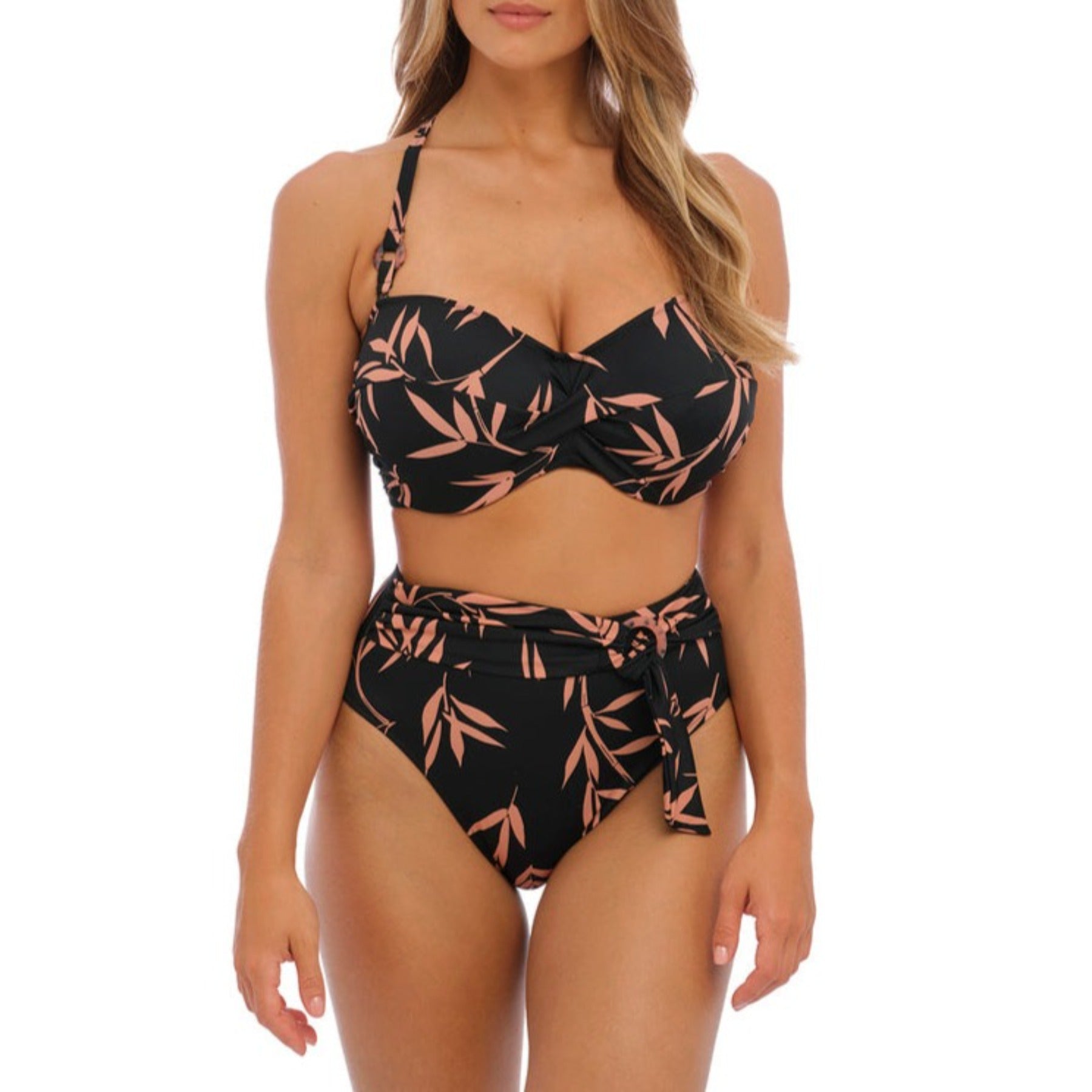 Luna Bay UW Twist Bandeau Bikini Top FS502409- Lacquered Black