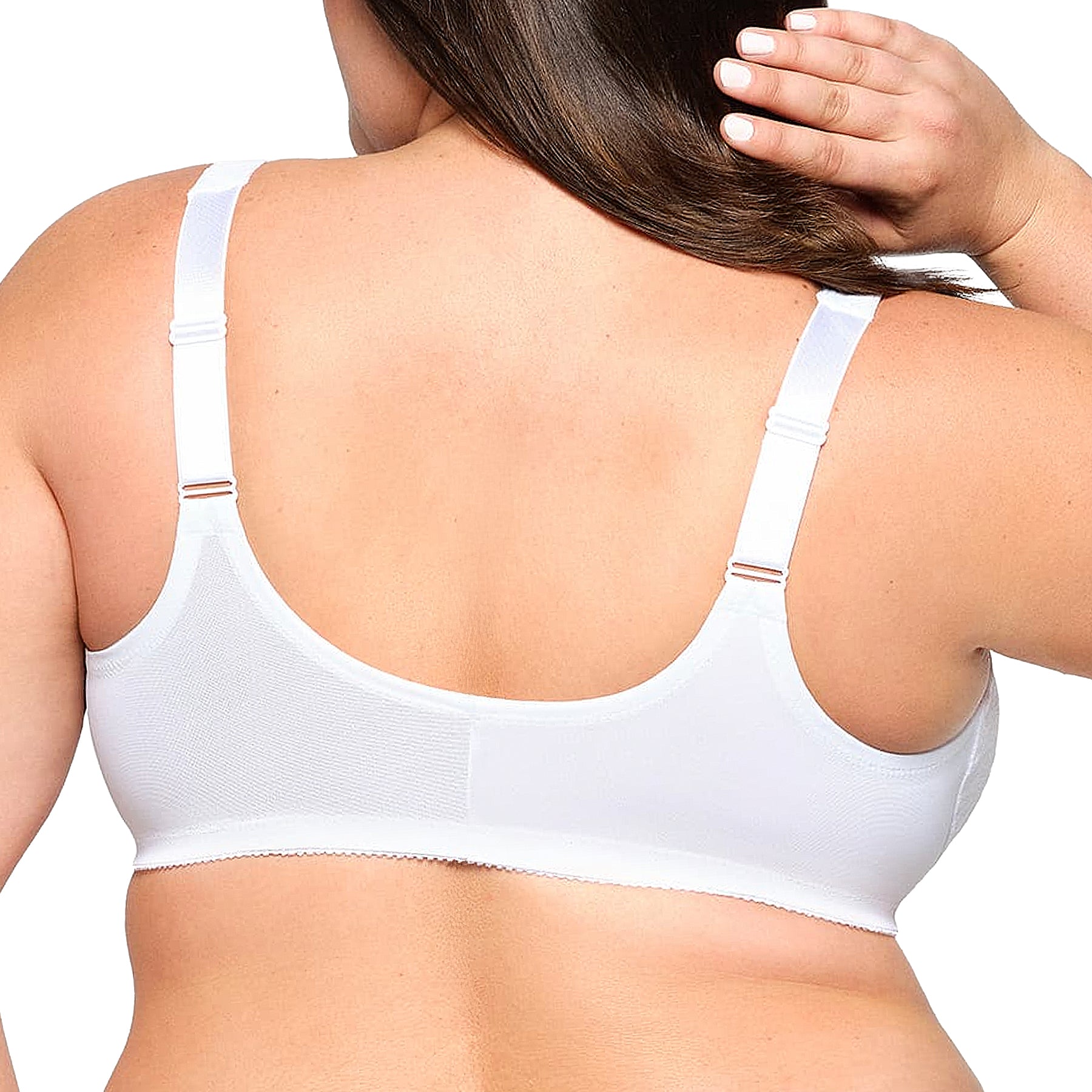Glamorise Front-Closure Stretch Lace WonderWire Bra 9245 White Back