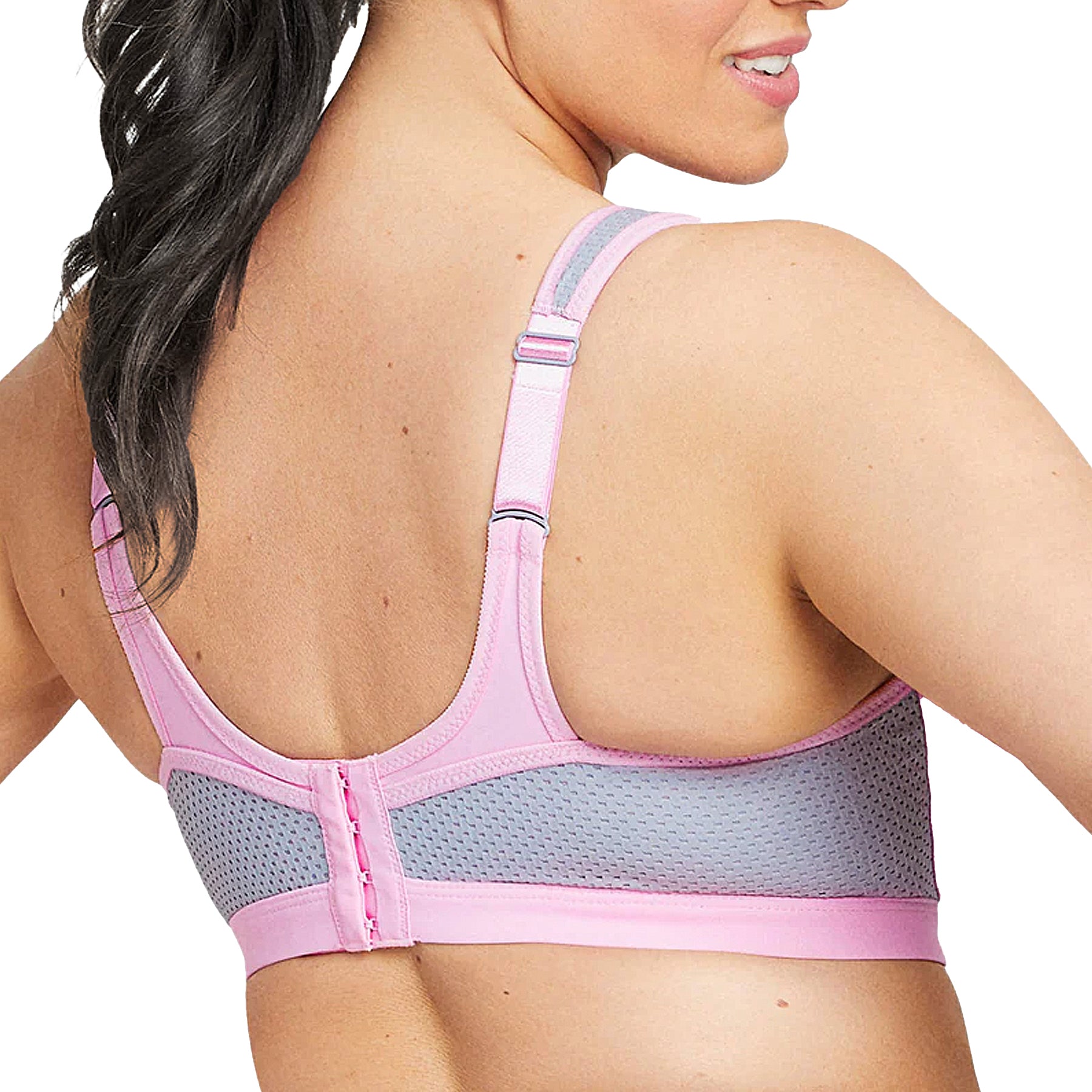 Glamorise High Impact Underwire Sports Bra 9066 Pink Grey Back