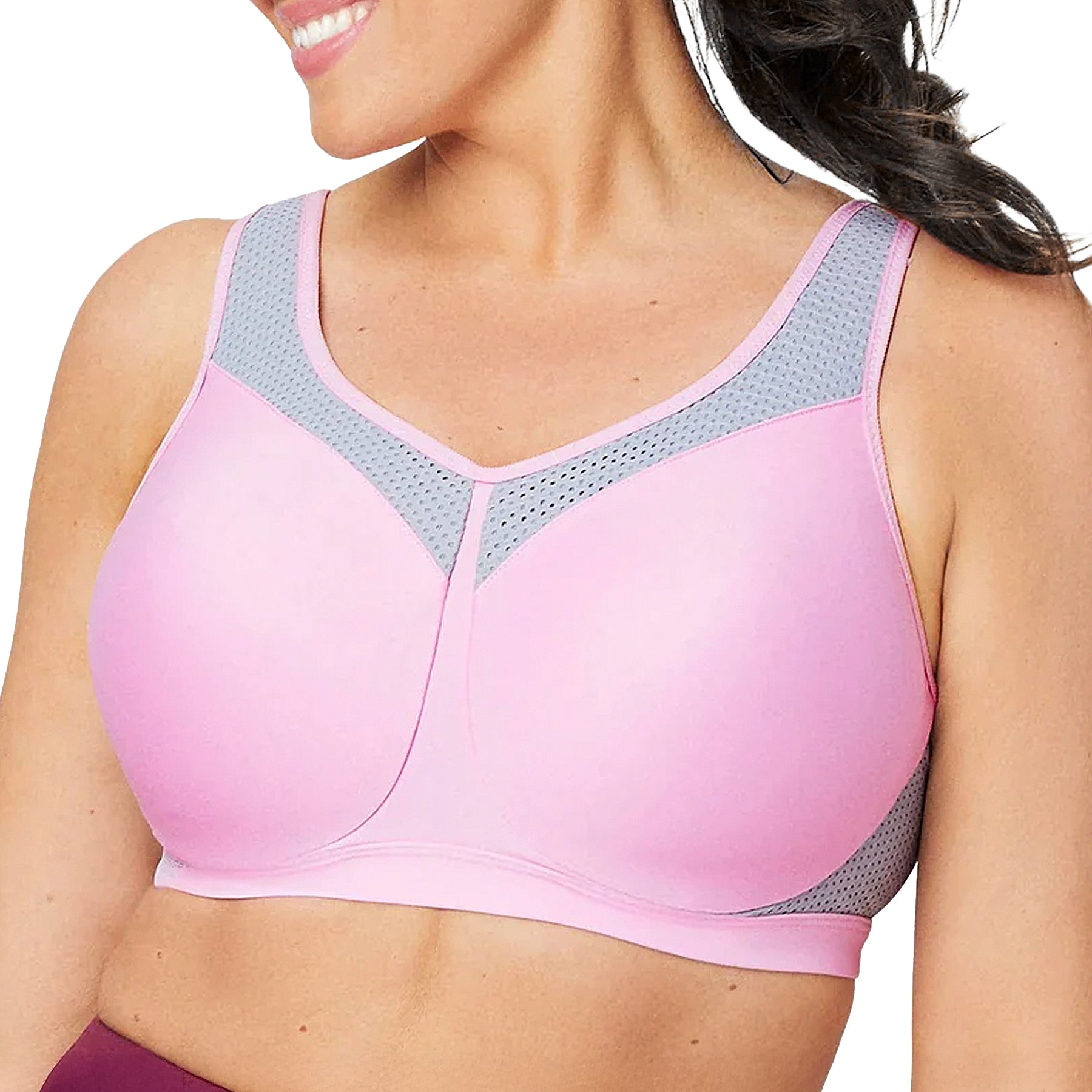 Glamorise High Impact Underwire Sports Bra 9066 Pink Grey Front