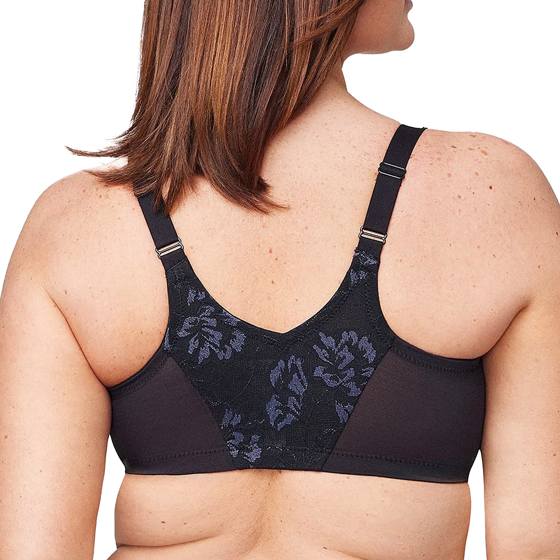 Glamorise Lacey T-Back WonderWire Bra 9246 Black Back