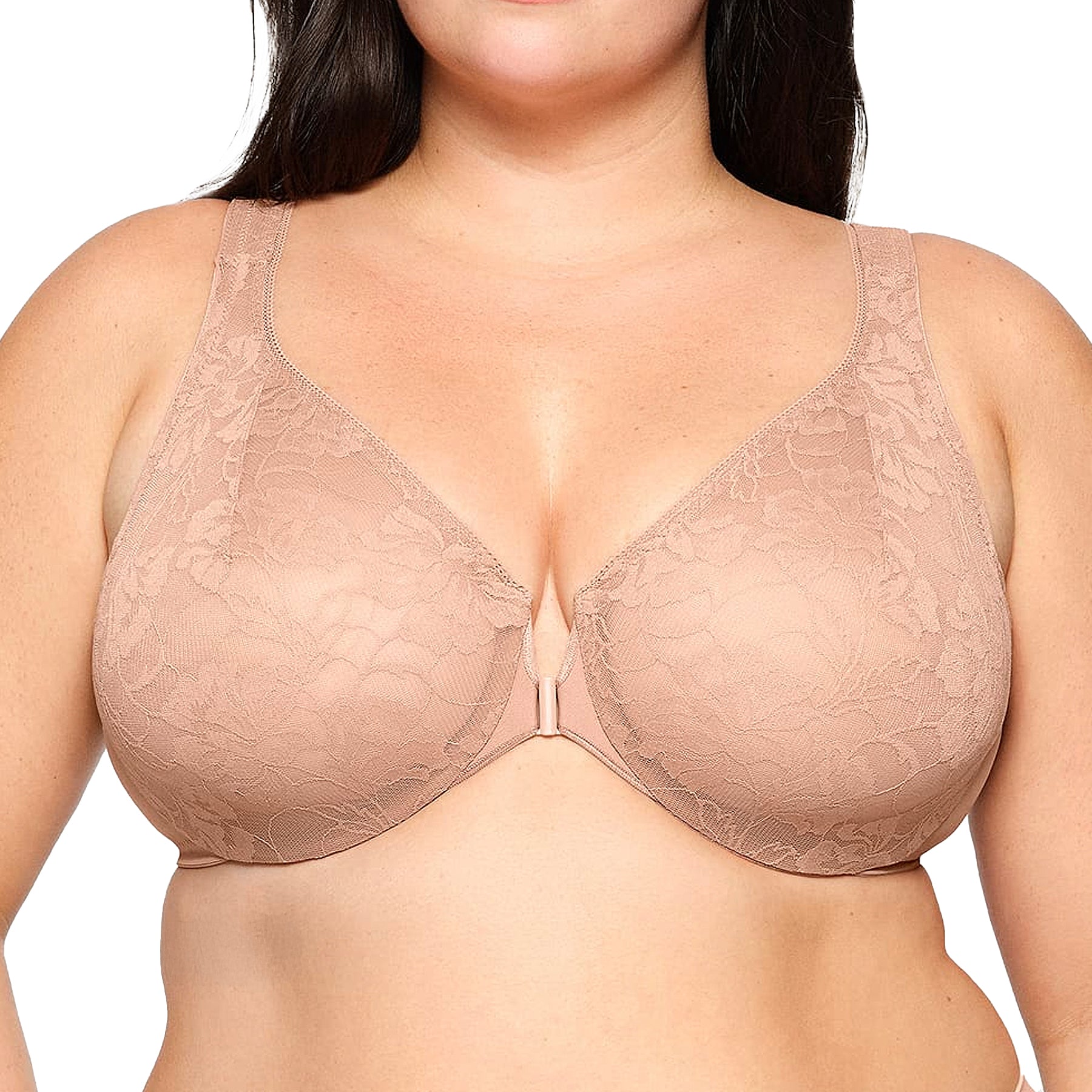 Glamorise Lacey T-Back WonderWire Bra 9246 Cappuccino Front