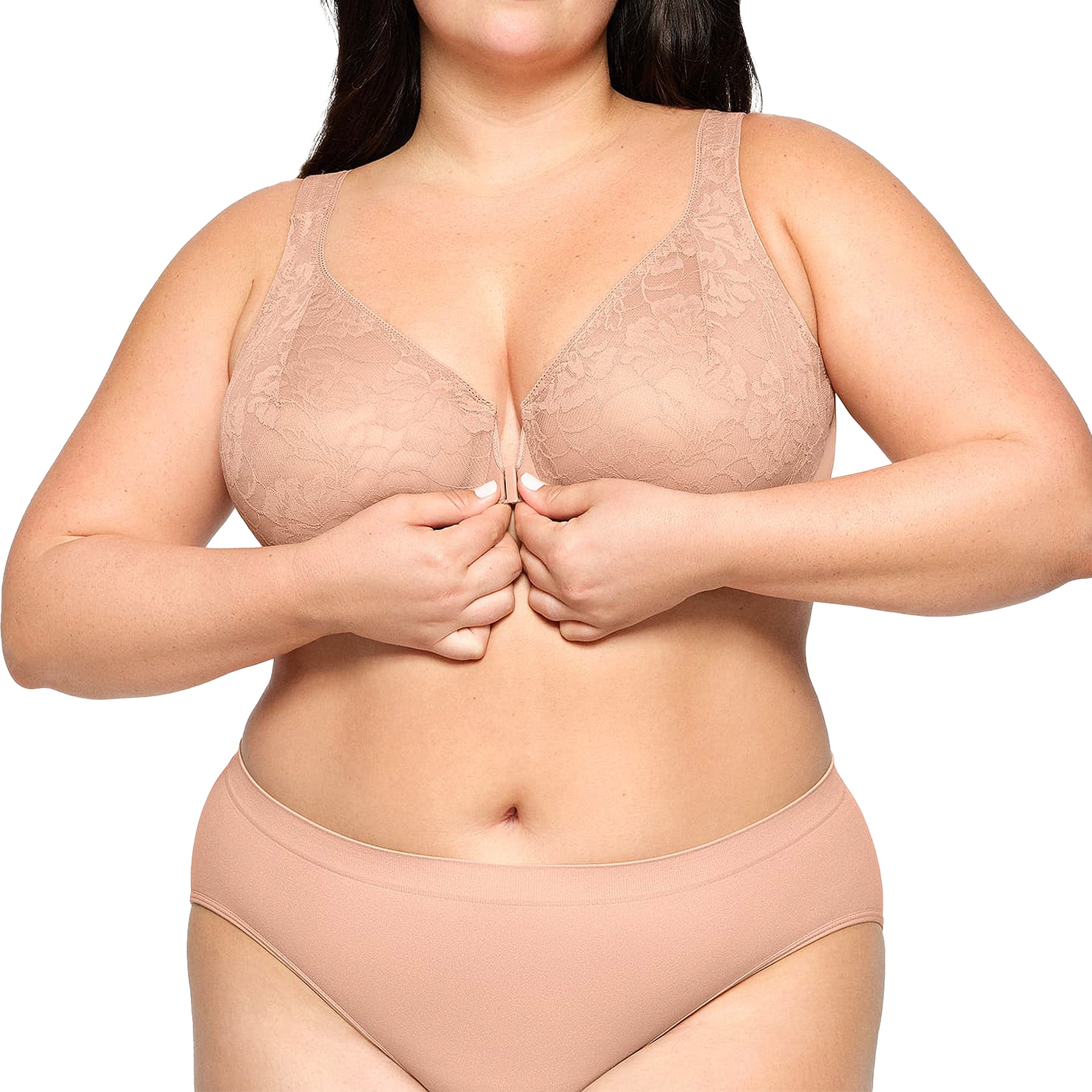 Glamorise Lacey T-Back WonderWire Bra 9246 Cappuccino Set
