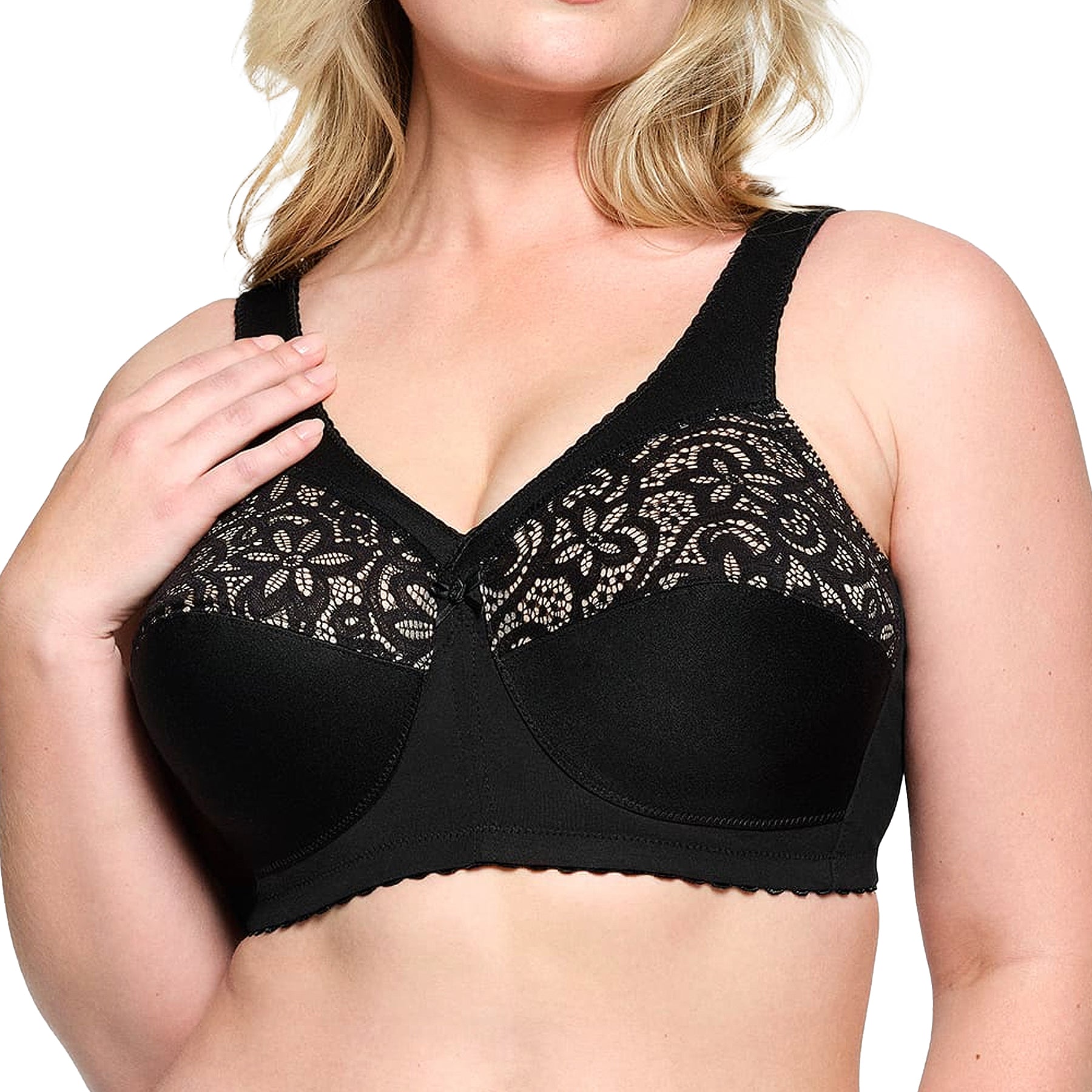 Glamorise MagicLift Cotton Support Bra 1001 Black Front