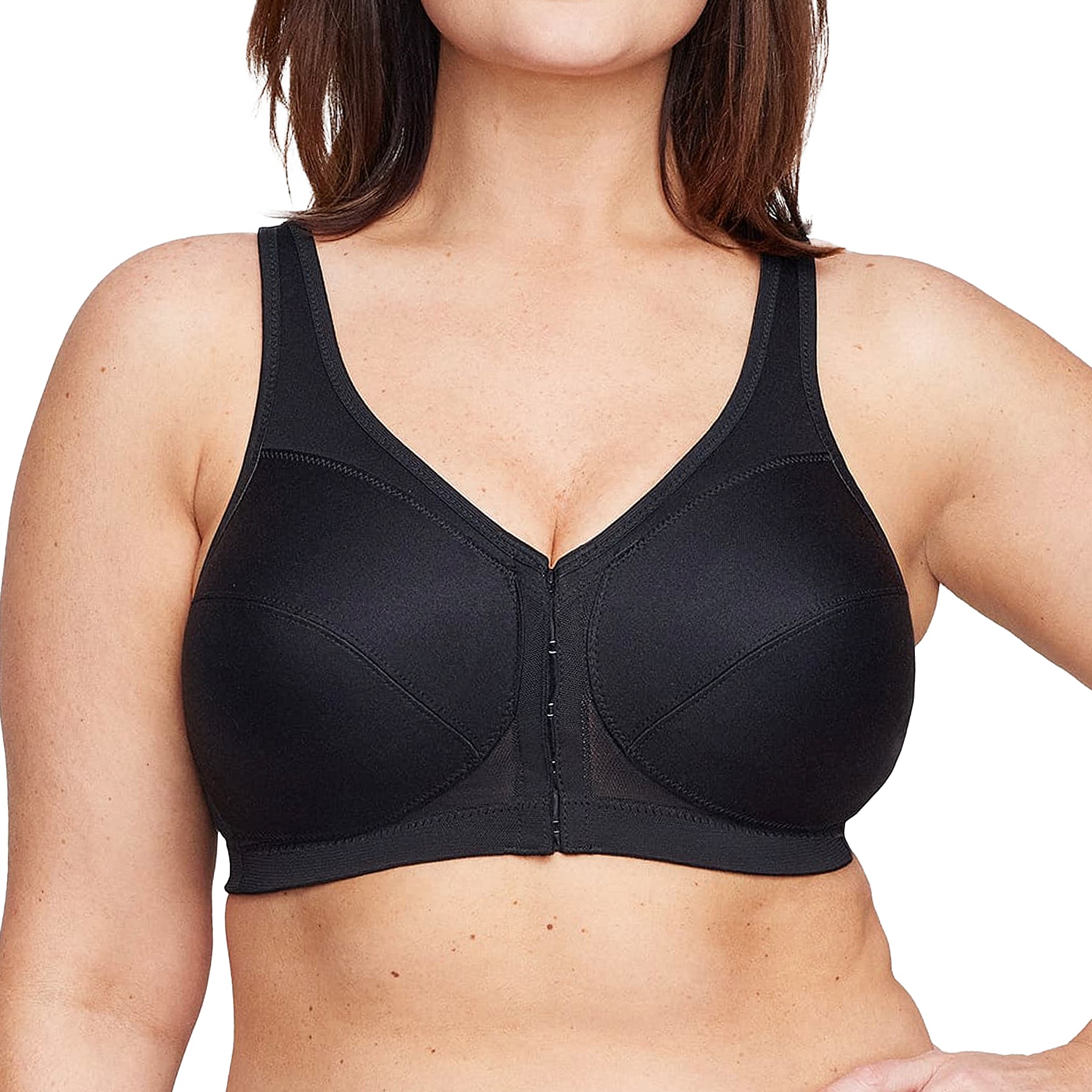 Glamorise MagicLift Front-Closure Posture Back Bra 1265 Black Front
