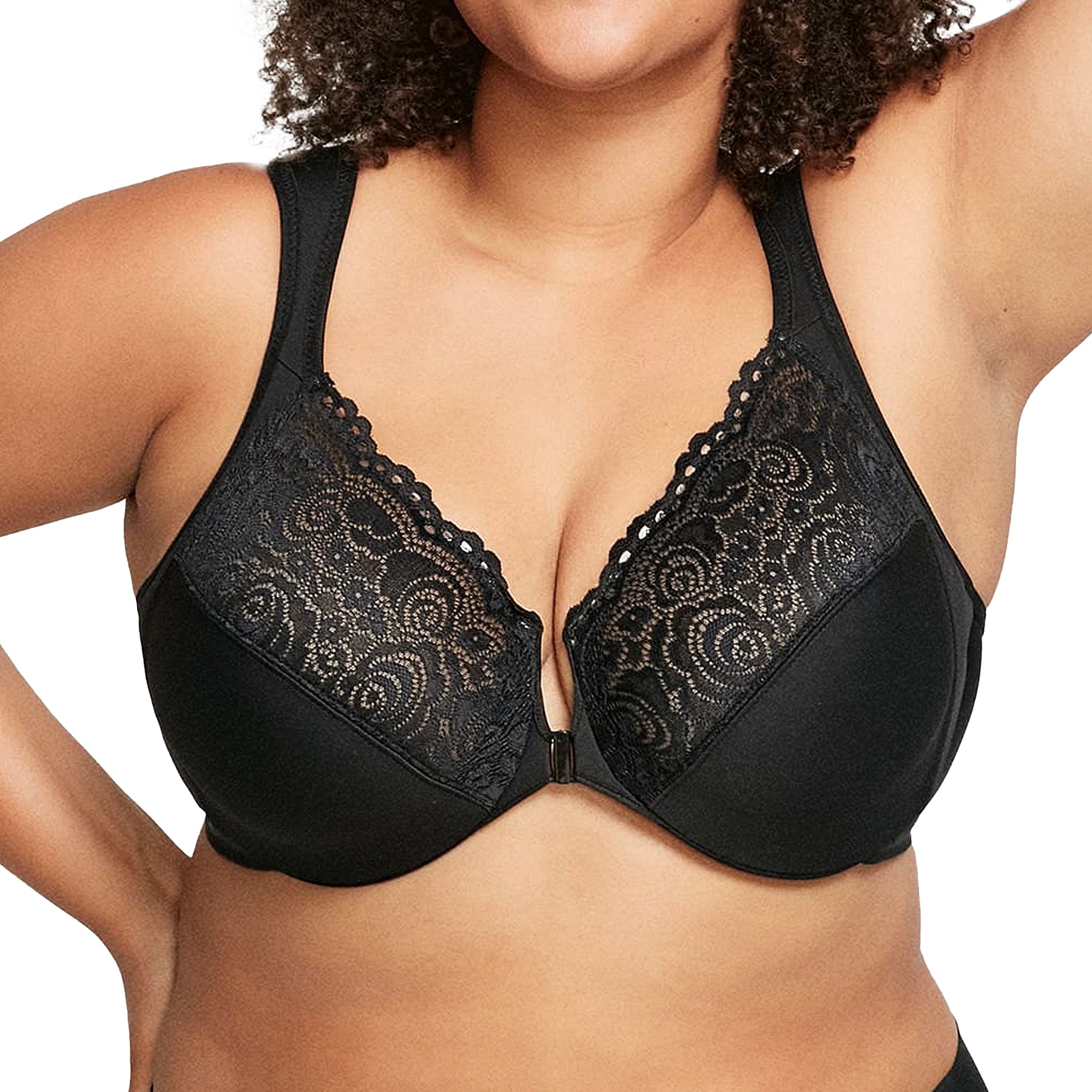 Glamorise WonderWire Front-Closure Bra 1245 Black Front