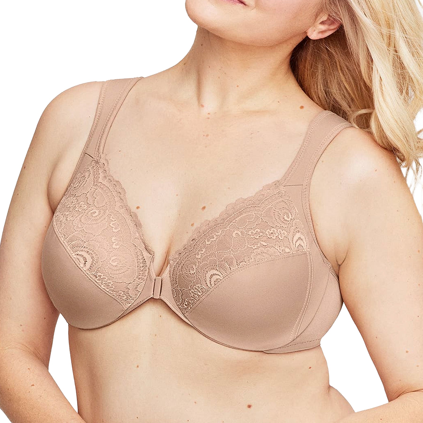 Glamorise WonderWire Front-Closure Bra 1245 Cafe Front
