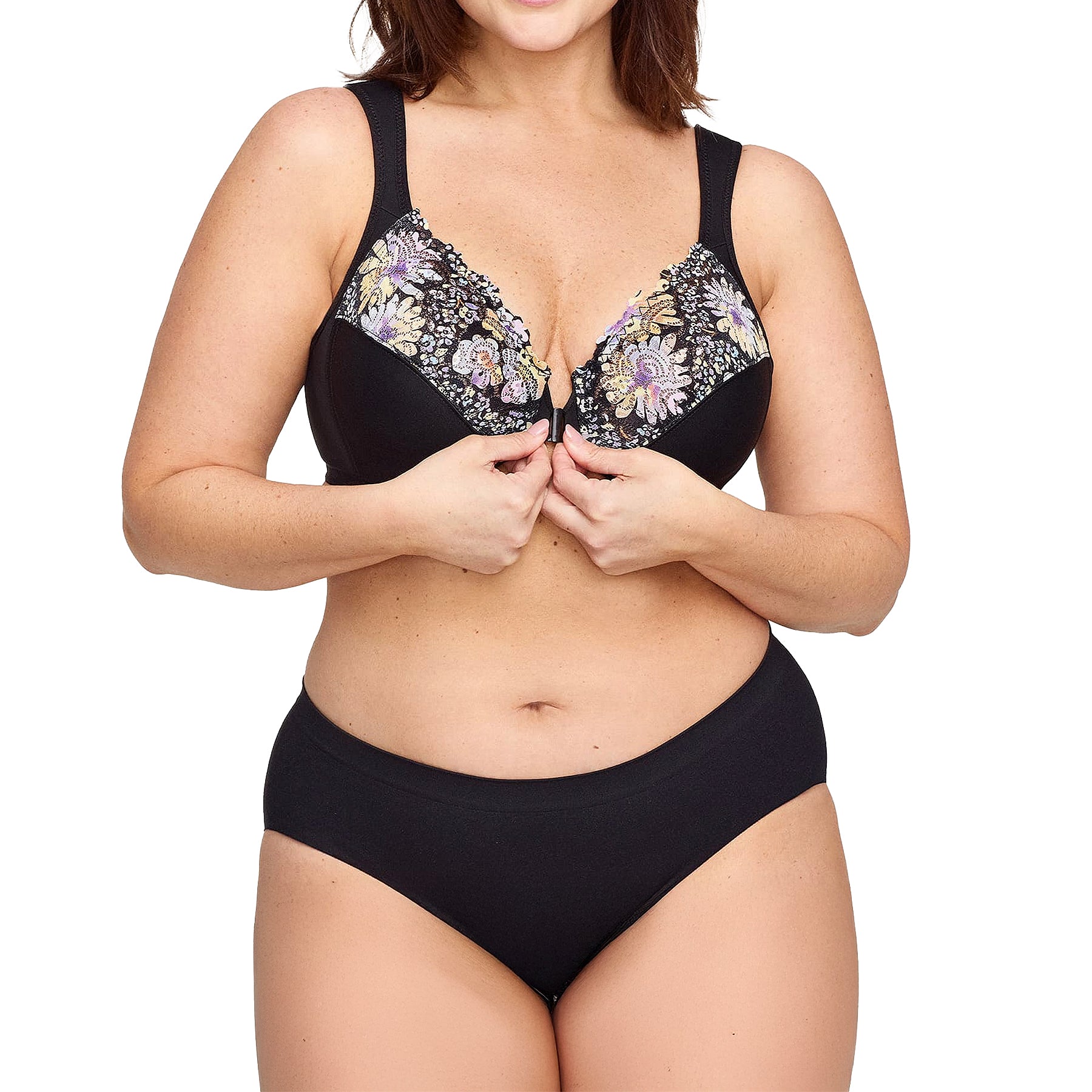 Glamorise WonderWire Front-Closure Bra 1245 Floral Print Set