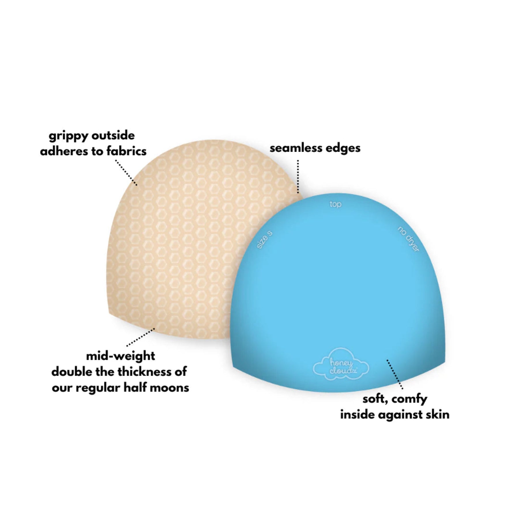 Honey Cloudz Half Moon Plus Bra Inserts HC350 - Latte