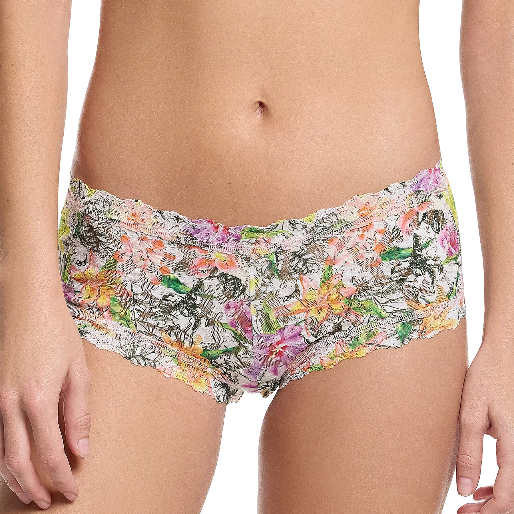 Hanky Panky Printed Signature Lace Boyshort PR4812 Botany Front