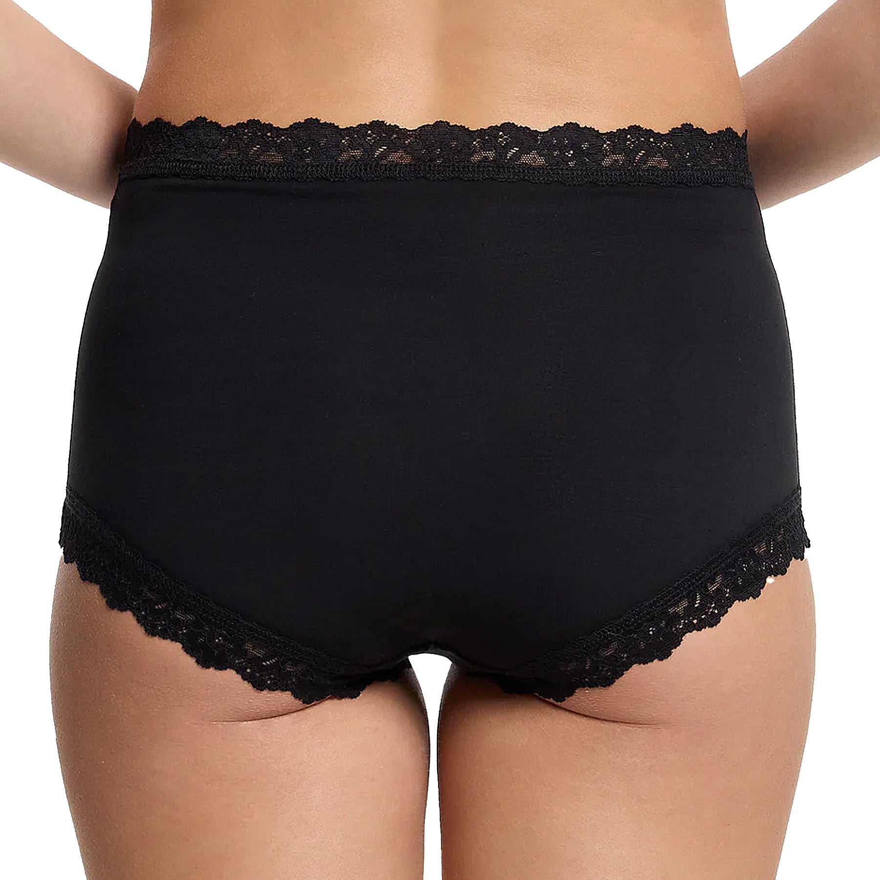 Hanky Panky Supima Cotton High Rise Boyshort 891292 Black Back