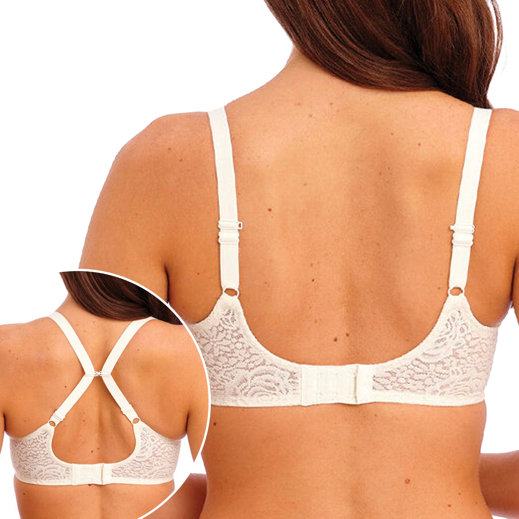 Wacoal Halo Lace Molded Underwire Bra with J-Hook 851205 Ivory Back