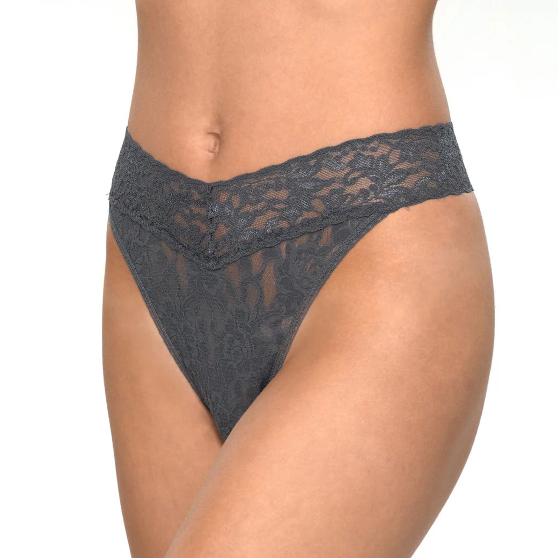 Hanky Panky Signature Lace Original Rise Thong 4811P - Granite
