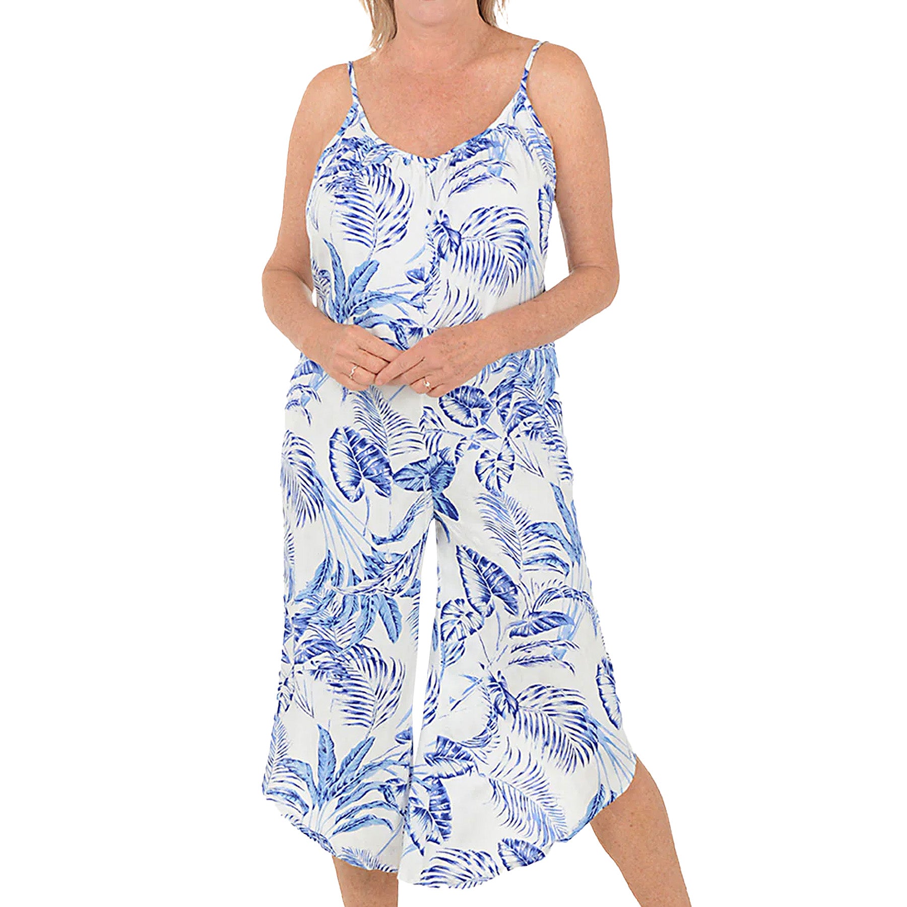 J. Valdi Del Cabo Flowy Jumper Coverup J19176 - White/Blue