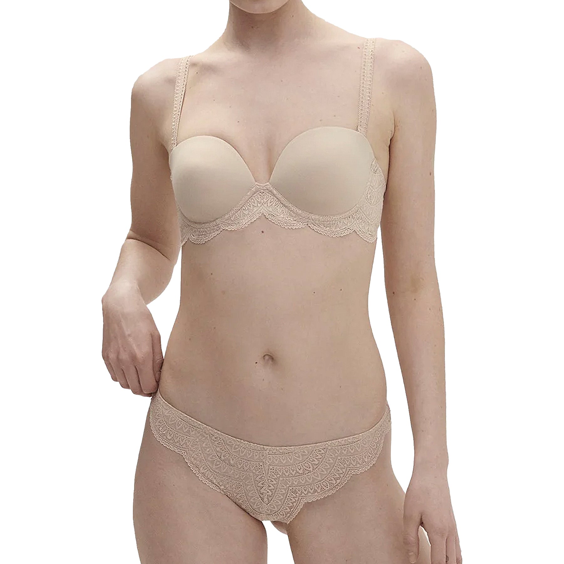 Simone Perele Karma Strapless Plunge Bra 12V302 Peau Rose Set