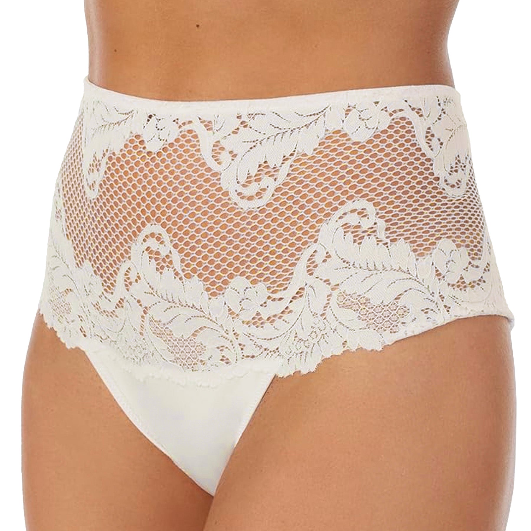 Le Mystère Lace Allure High Waist Thong Panty 7946 Diamond White Front