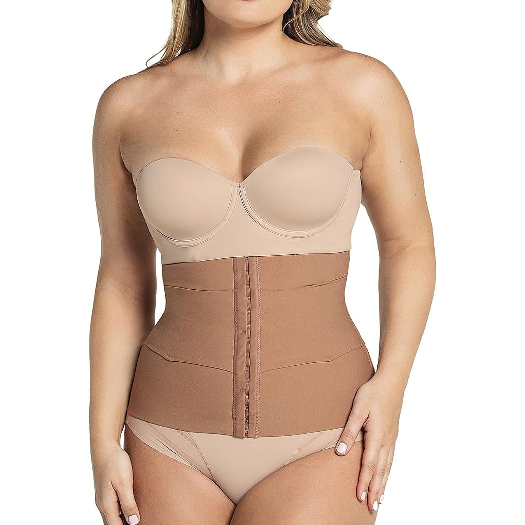 Leonisa 3-Belt Waist Cincher with Lumbar Support E15792 Brown Set