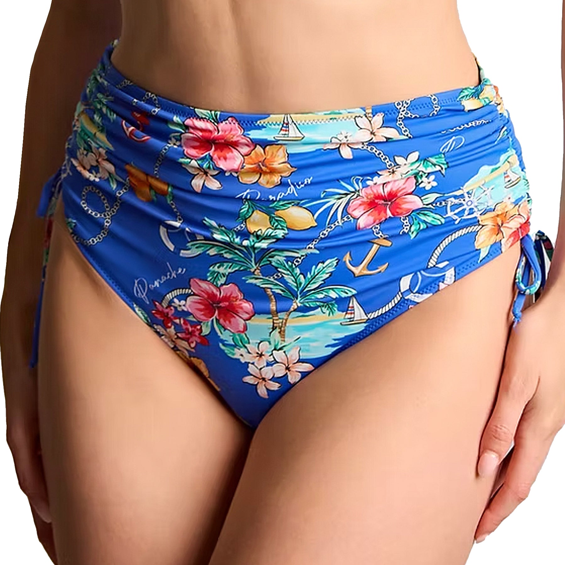 Panache Midi Adjustable Bikini Brief Bottom SW2049 Paradiso Print Front